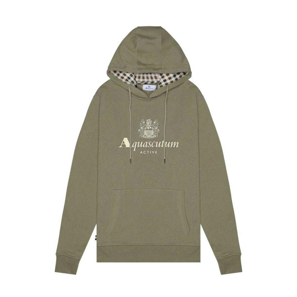 Aquascutum Men's Green Active Big Logo Hoodie - Army - Army - S - 100% Cotton