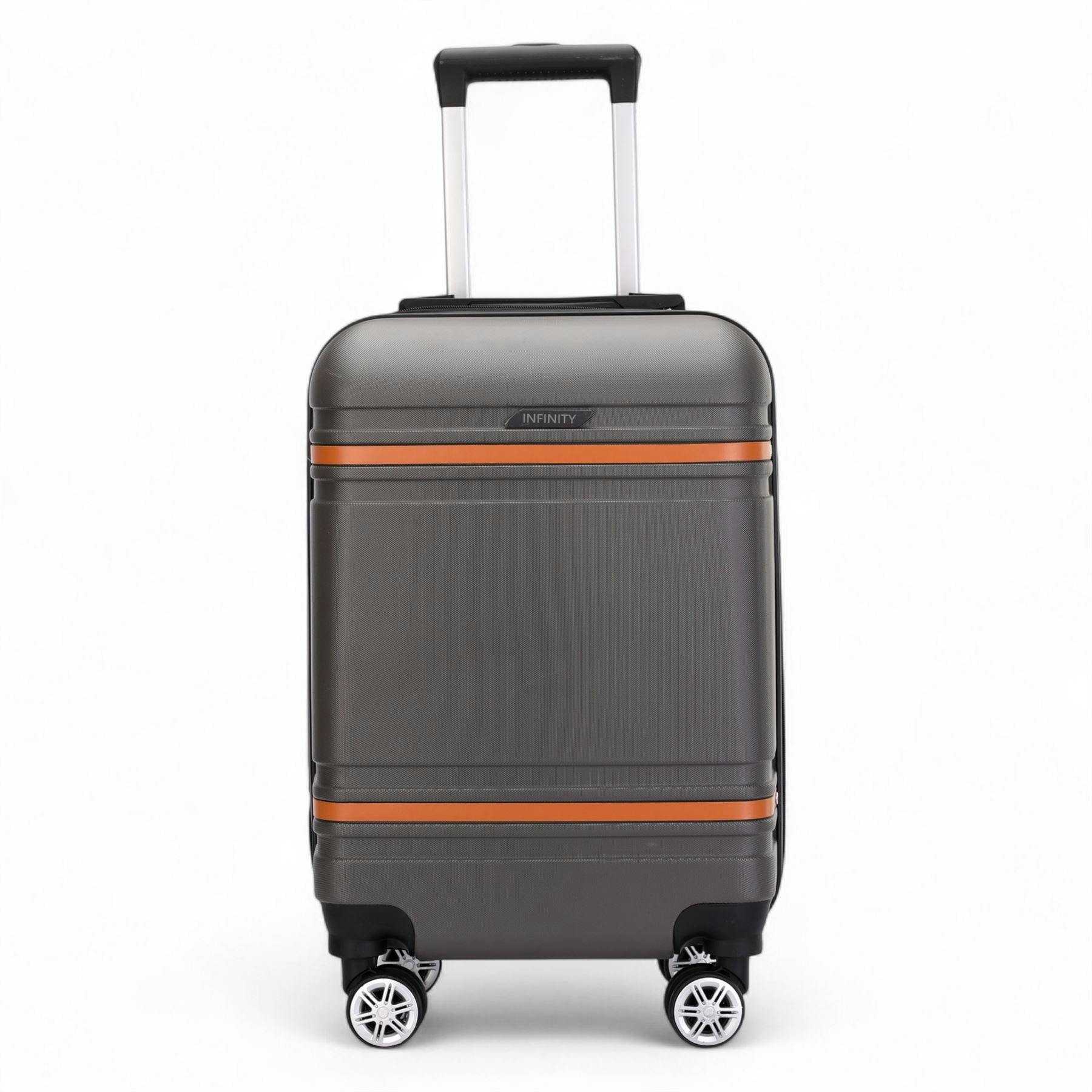 Infinity Luggage Hard Shell Modern Dual 4 Wheel Luggage Suitcase Set - Charcoal - Cabin