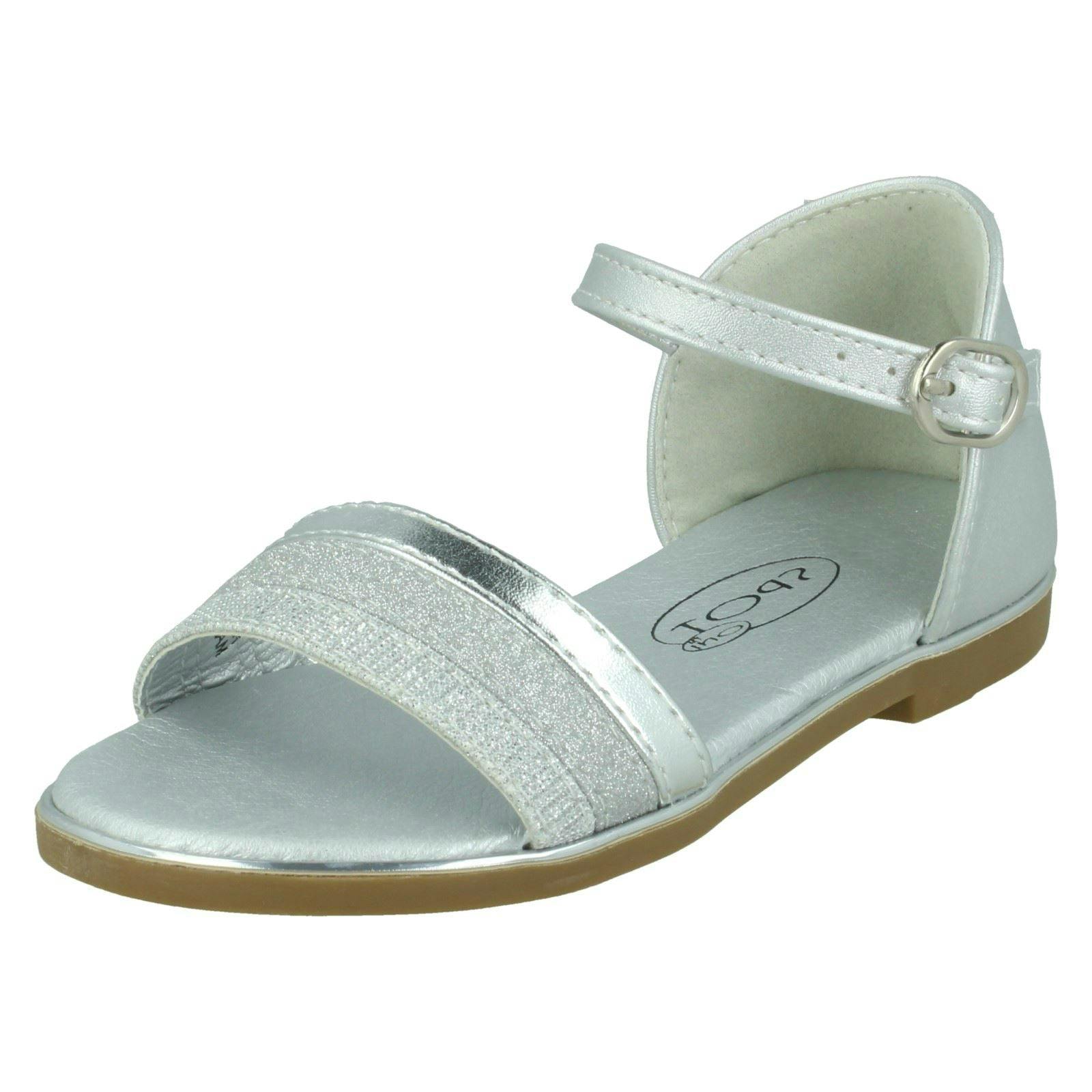 Spot On Girls Silver Ankle Strap Sandals H0350 - Uk 9 Child