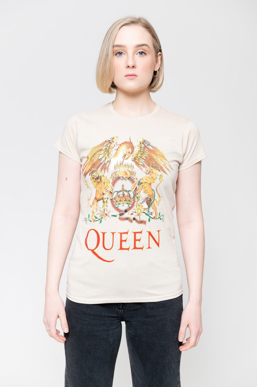 Paradiso Clothing Women's Queen Classic Crest Logo Skinny Fit T Shirt - Sand - Xxl
