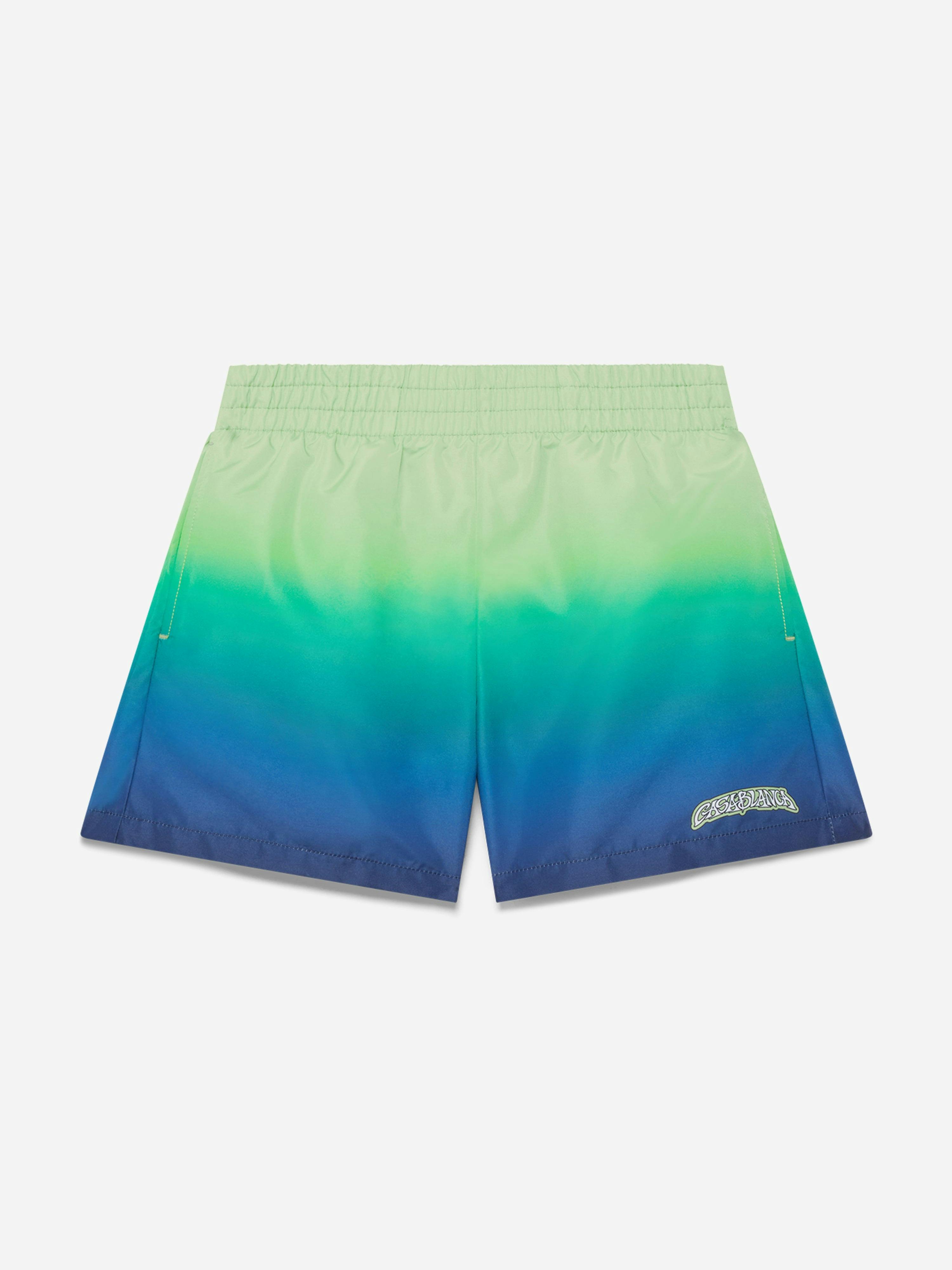 Casablanca Boys Green Gradient Print Swim Shorts In - 9 - 10 Yrs