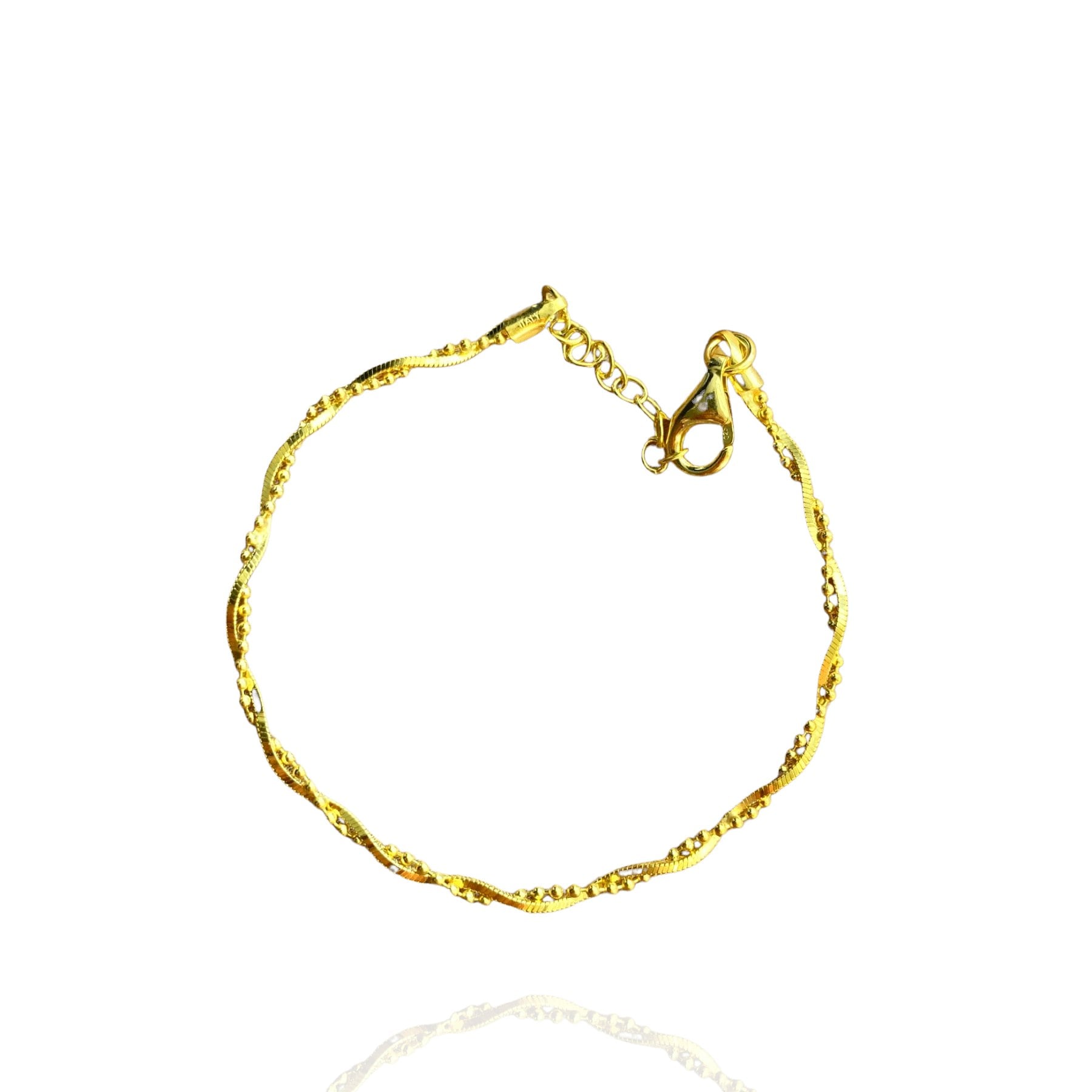 Spero London Silver/Gold Bead Chain Twisted Sterling Bracelet