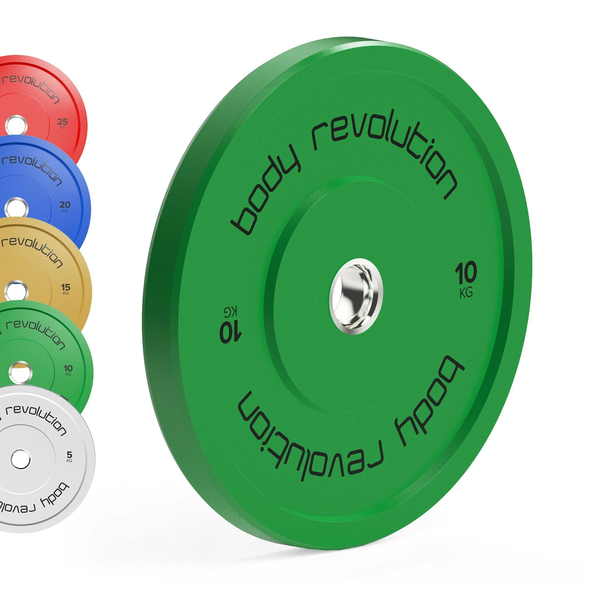 Body Revolution Olympic Bumper Plates (Colour) - 80Kg Set (2X5kg + 2X15kg + 2X20kg)