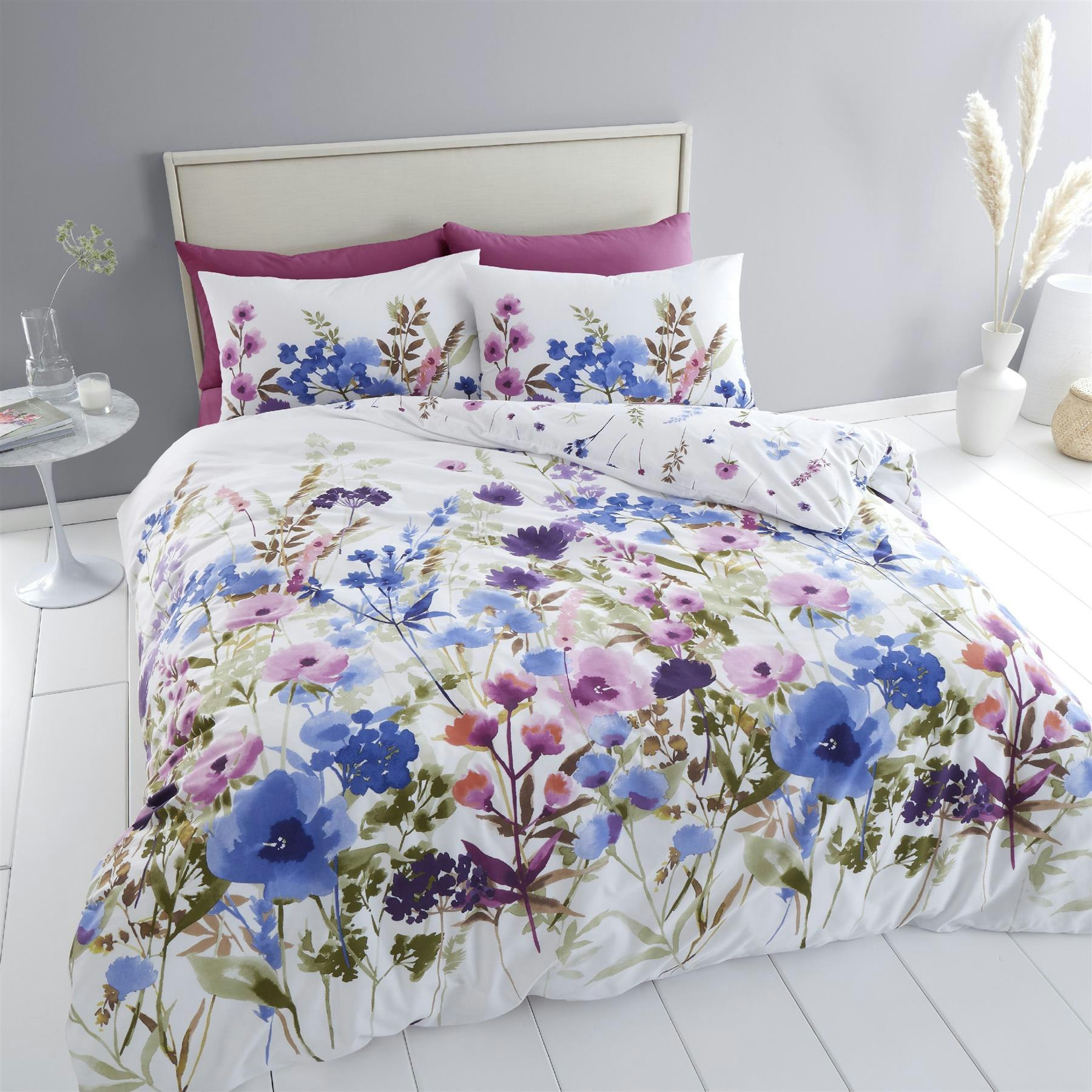Rackhams White Countryside Floral Duvet Cover Set - Polycotton King