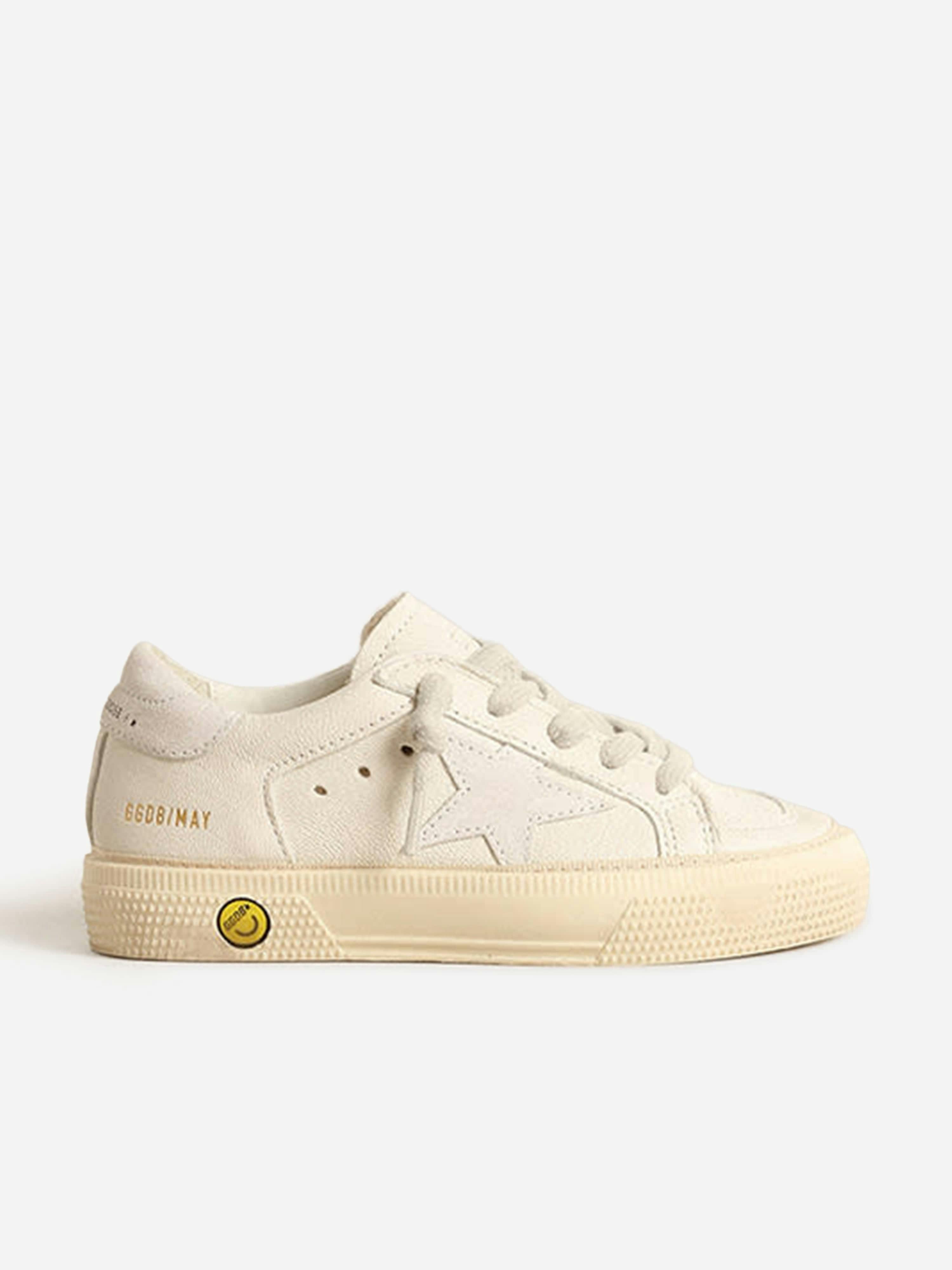 Golden Goose Kids Unisex Kids Golden/White Goose Kids Leather And Suede Star May Trainers In - Eu 32 Uk 13