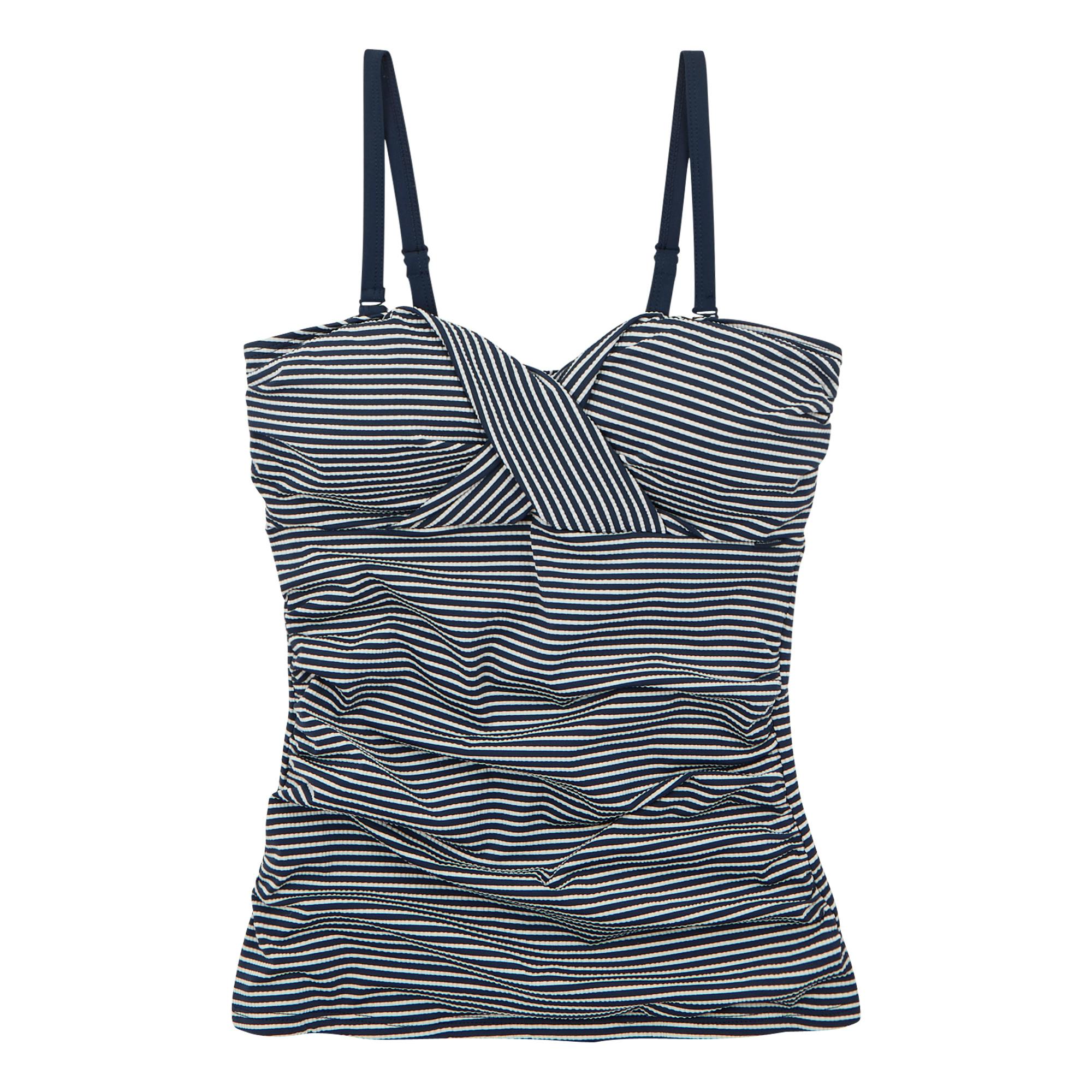 Regatta Women's White / Aceana Iii Seeksucker Tankini Top - Navy/ - 10 Uk - Navy/ - 51% Polyester/33% Polyamide/16% Elastane
