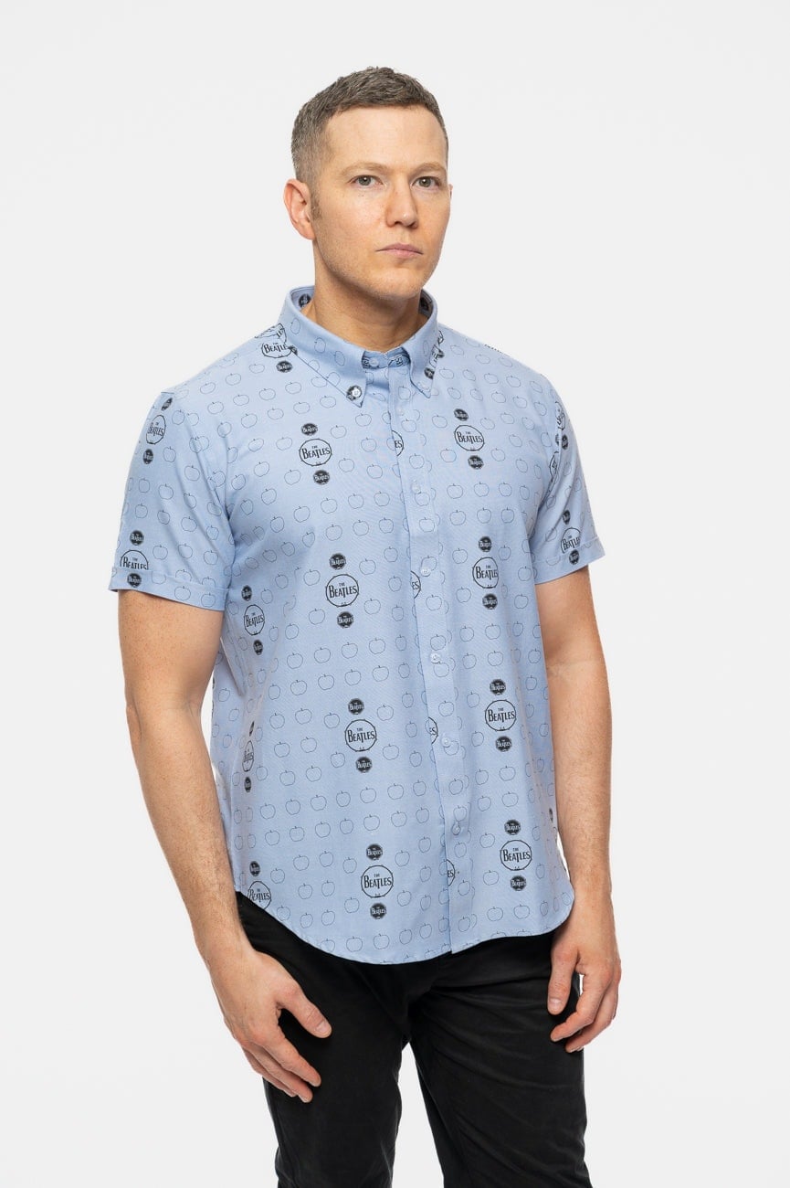 Paradiso Clothing Unisex Blue The Beatles Drum And Apple Casual Shirt - S