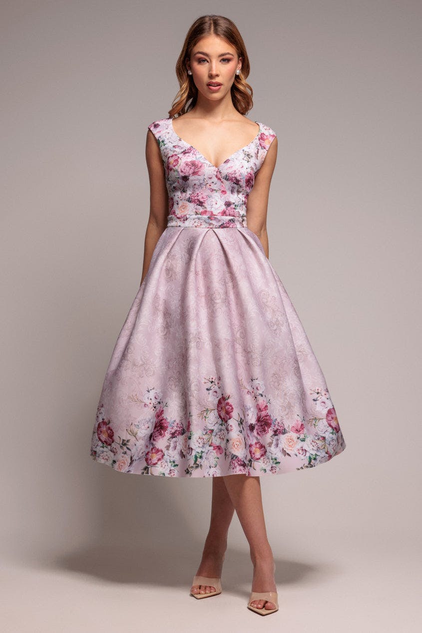 Goddiva Sweetheart Floral Midi Dress - Blush By - Blush - 16
