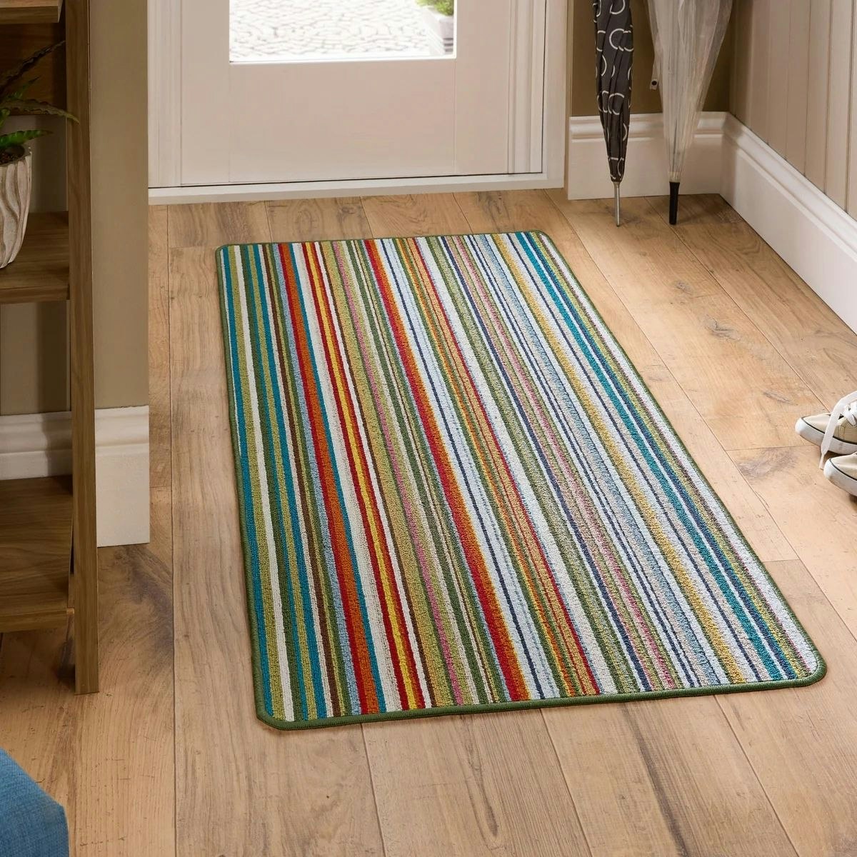 Rackhams Green Candy Multi Striped Mat - 67X150 Cm
