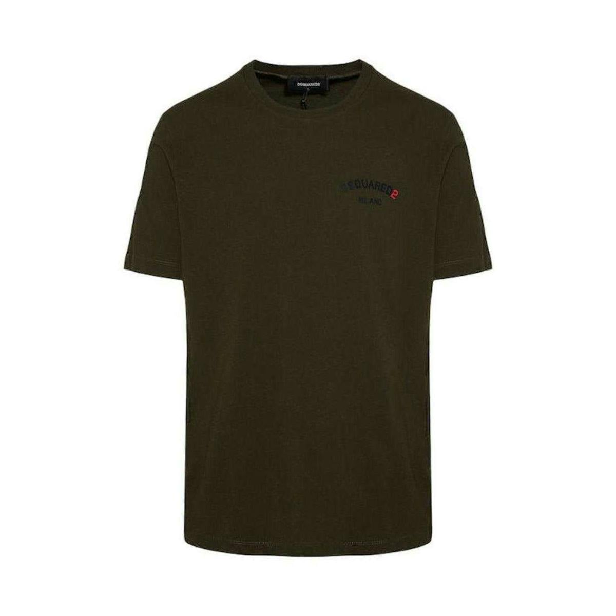 Dsquared2 Unisex Green Adult Rubberised Logo Cotton Regular T-Shirt - Military - 3XL - Military - 100% Cotton