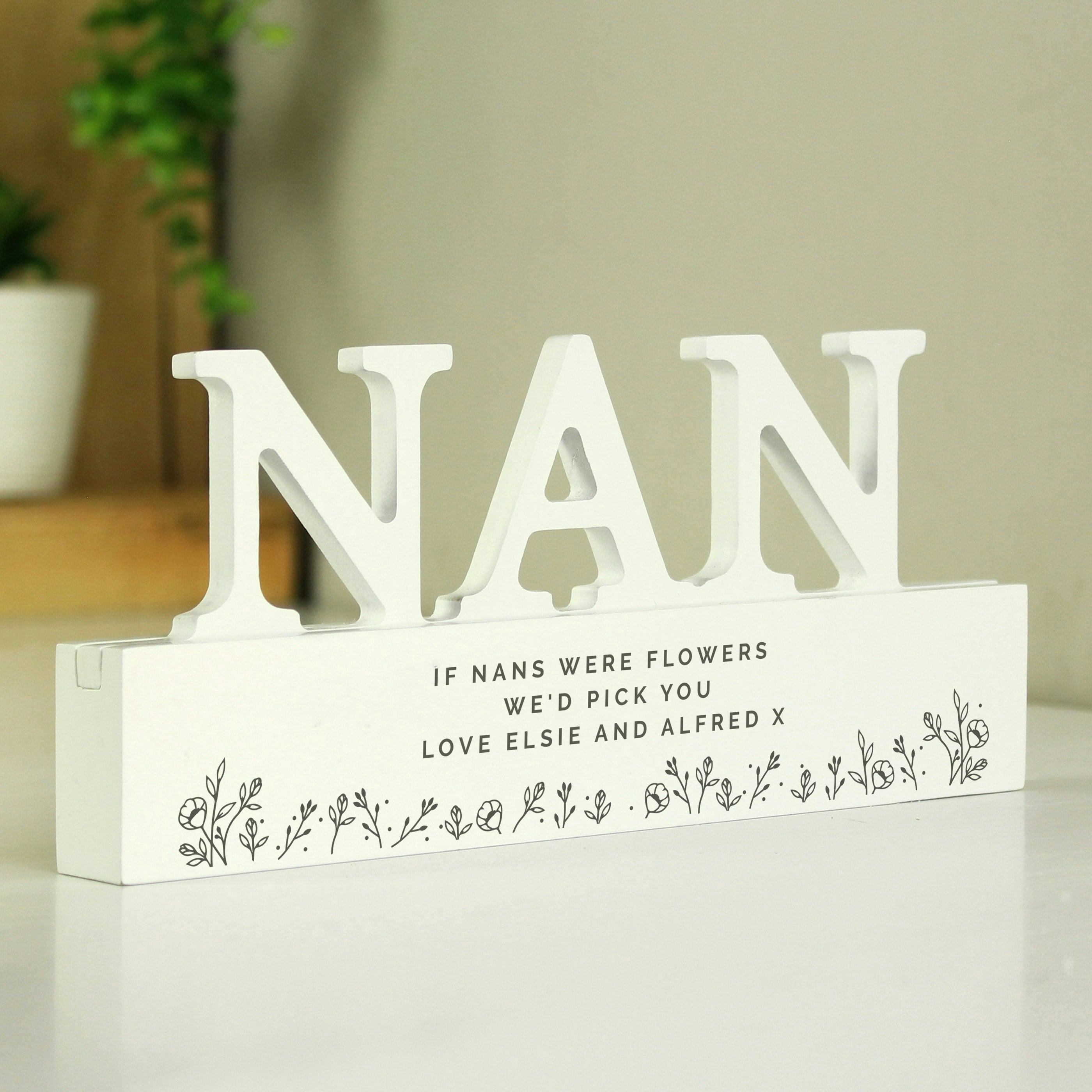 Personalised Memento Company Personalised Floral Wooden Nan Ornament