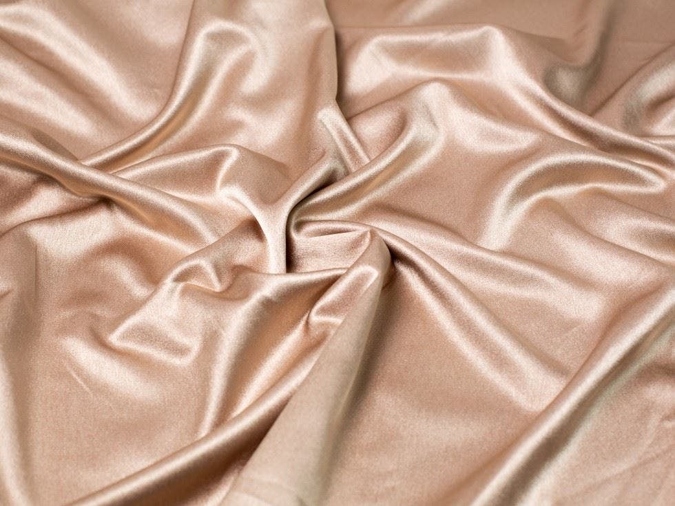 Minerva Core Range Beige Minerva Prada Stretch Woven Satin Crepe Fabric - Plain Design Dressmaking Fabric, 150 Cm / 60" Wide - Per Metre