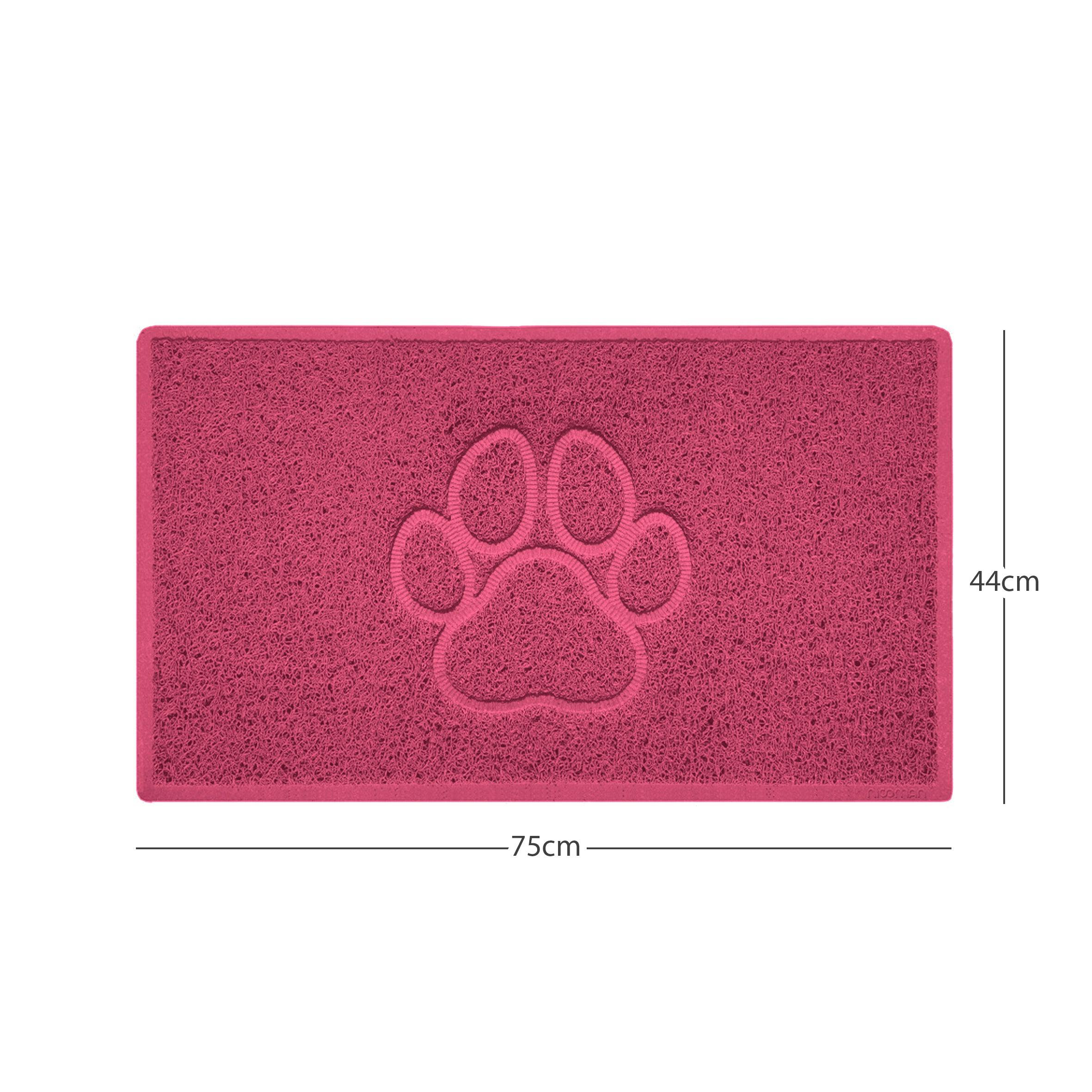 Rackhams Pink "Paw Print" Embossed Loofah Textured Spaghetti Door Mat - 75Cm X 44Cm - Yes (Suitable For Indoors)