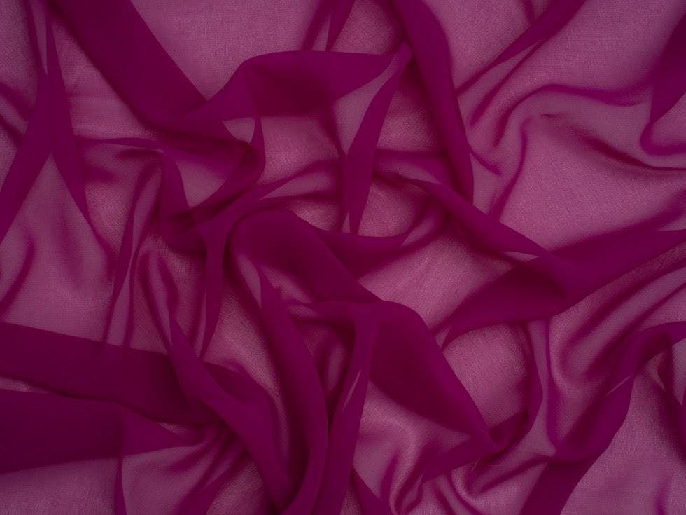 Minerva Light Core Range Sheer Chiffon Fabric - Plain Design Dressmaking Fabric, 110 Cm / 44" Wide - Per Metre - Plum