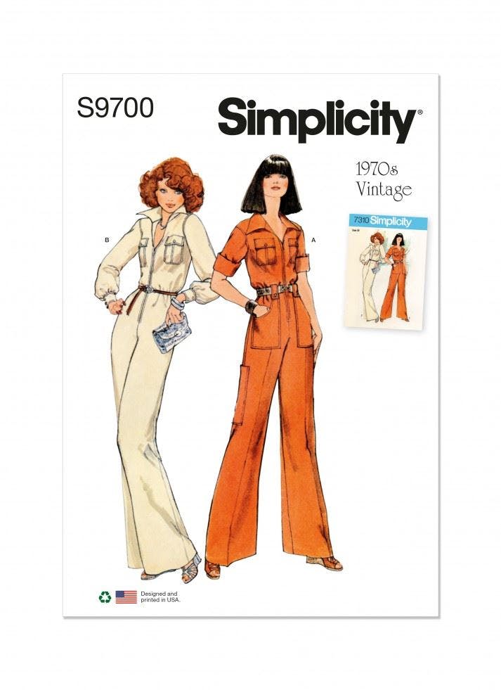 Simplicity Women's Sewing Pattern 9700, Vintage Style, Jumpsuits For K5 (8-10-12-14-16) - Intermediate - K5 (8-10-12-14-16)