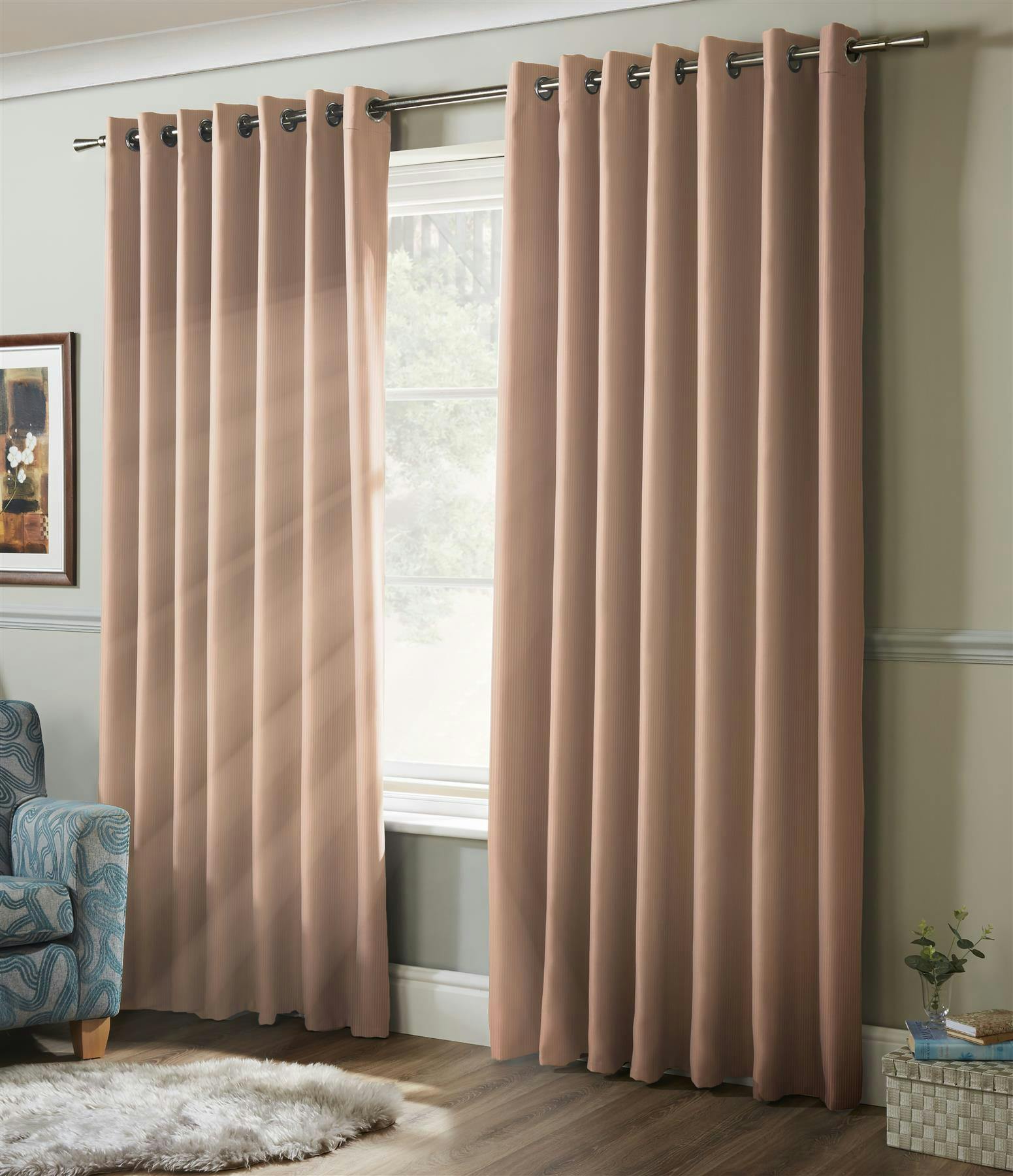 Rackhams Pink Plain Blackout Ring Top Curtains - 117Cm Width X 183Cm Drop