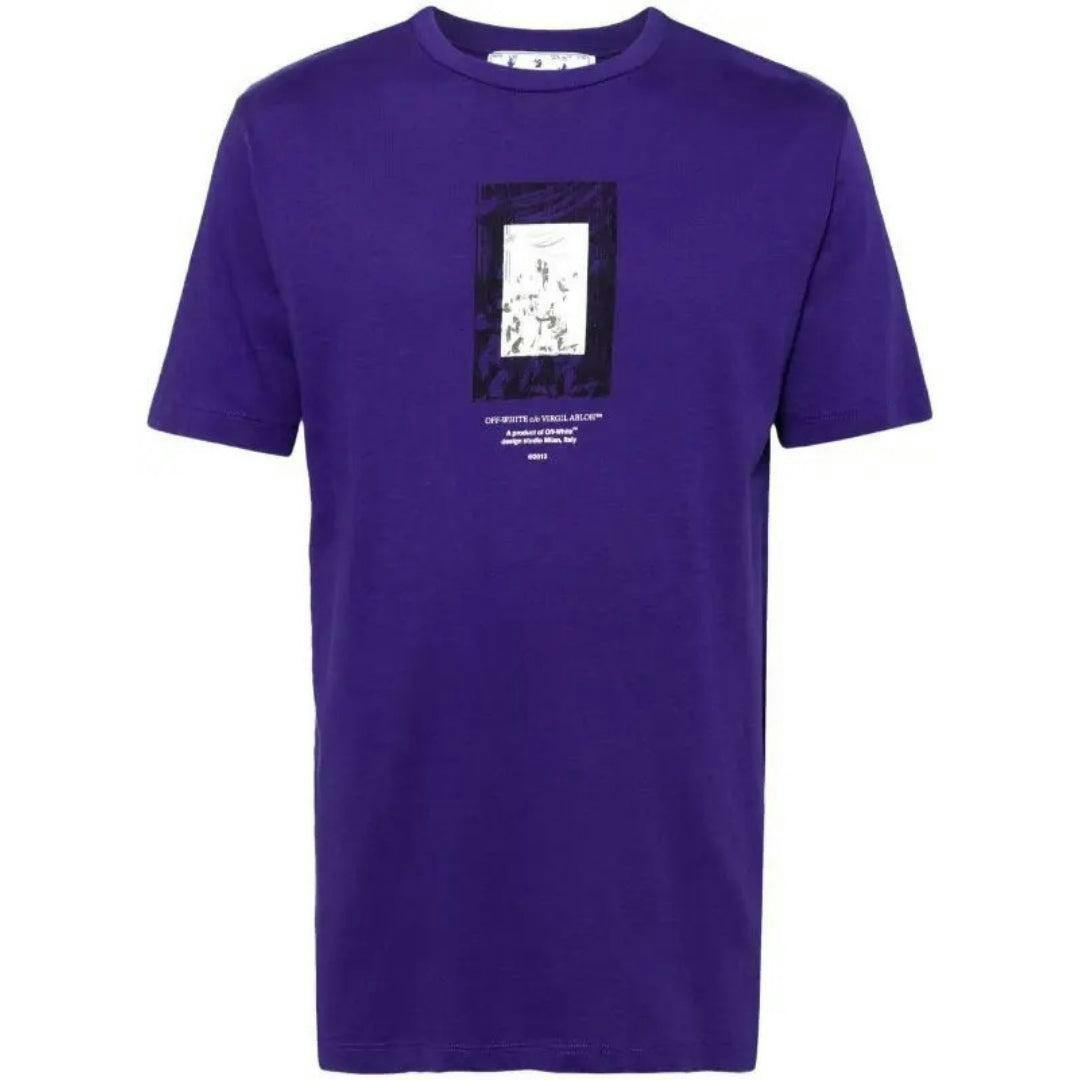 Off-White Men's White/Purple Off- Off Mirror T-Shirt - Xs - 100% Cotton