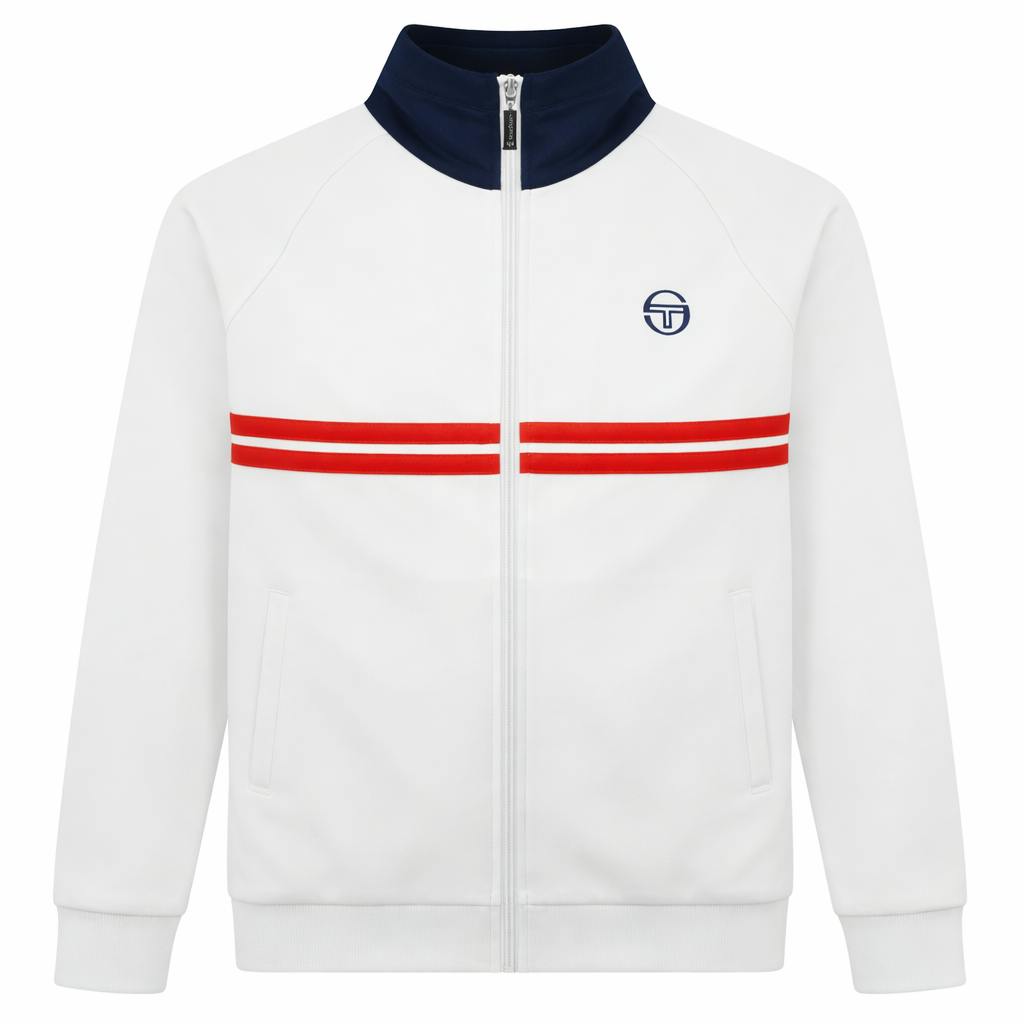 Sergio Tacchini White/Blue Dallas Track Top Jacket /Maritime Blue/Adrenaline Rush - M