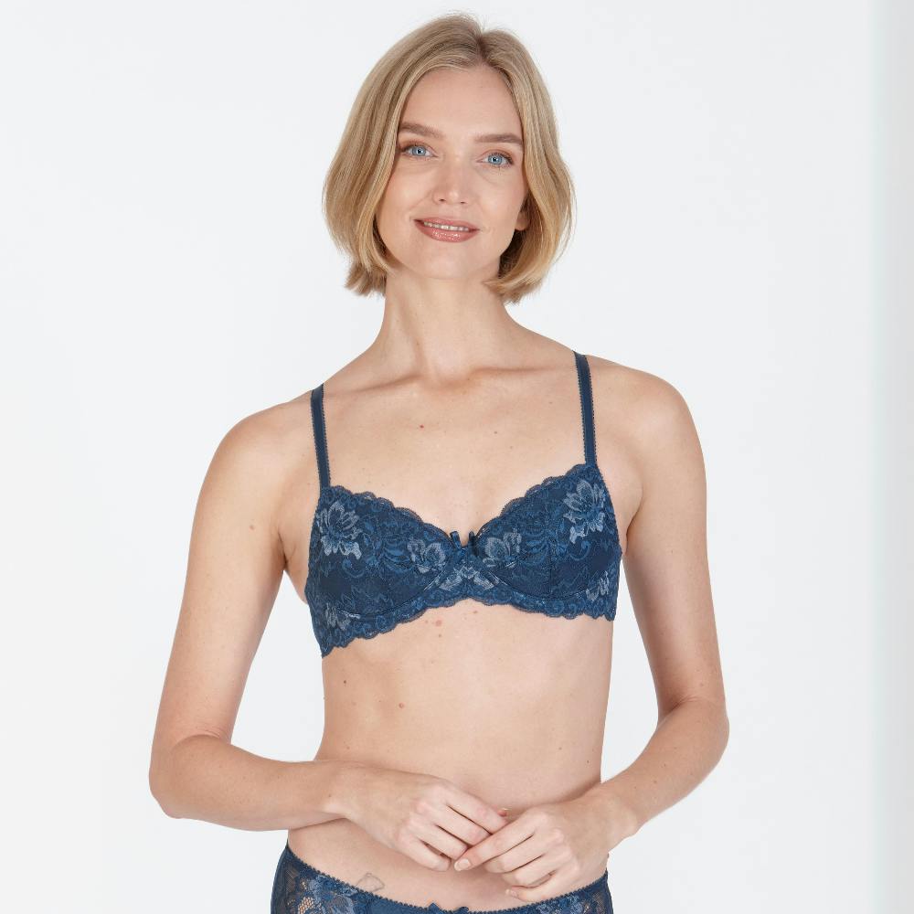 Little Women Women's Blue Little Teal Charm Non-Wired Removable Padded Bra - 42Aa
