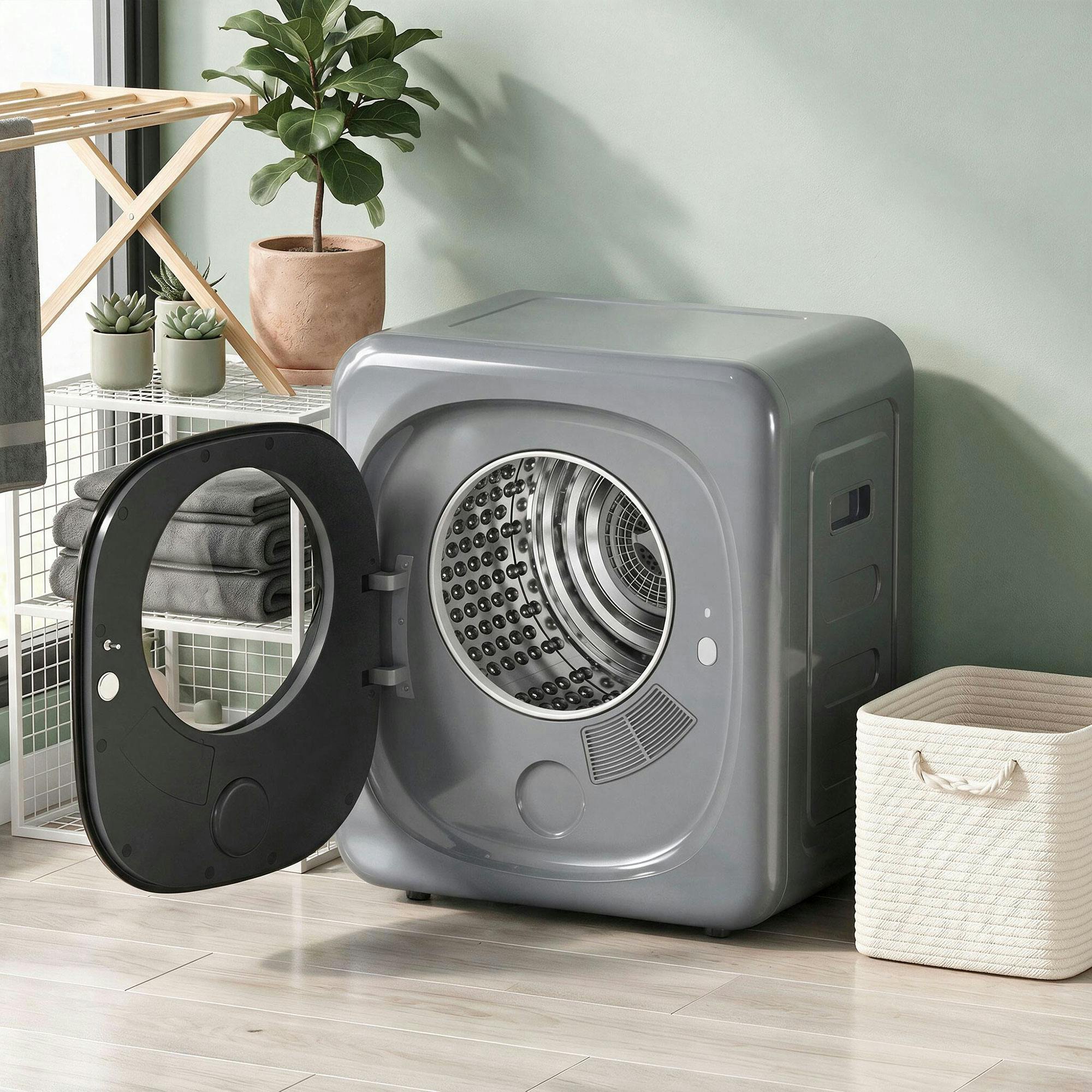 Homcom Silver Compact Dryer Machine With 5 Modes, 4Kg Small Tumble Dryer,