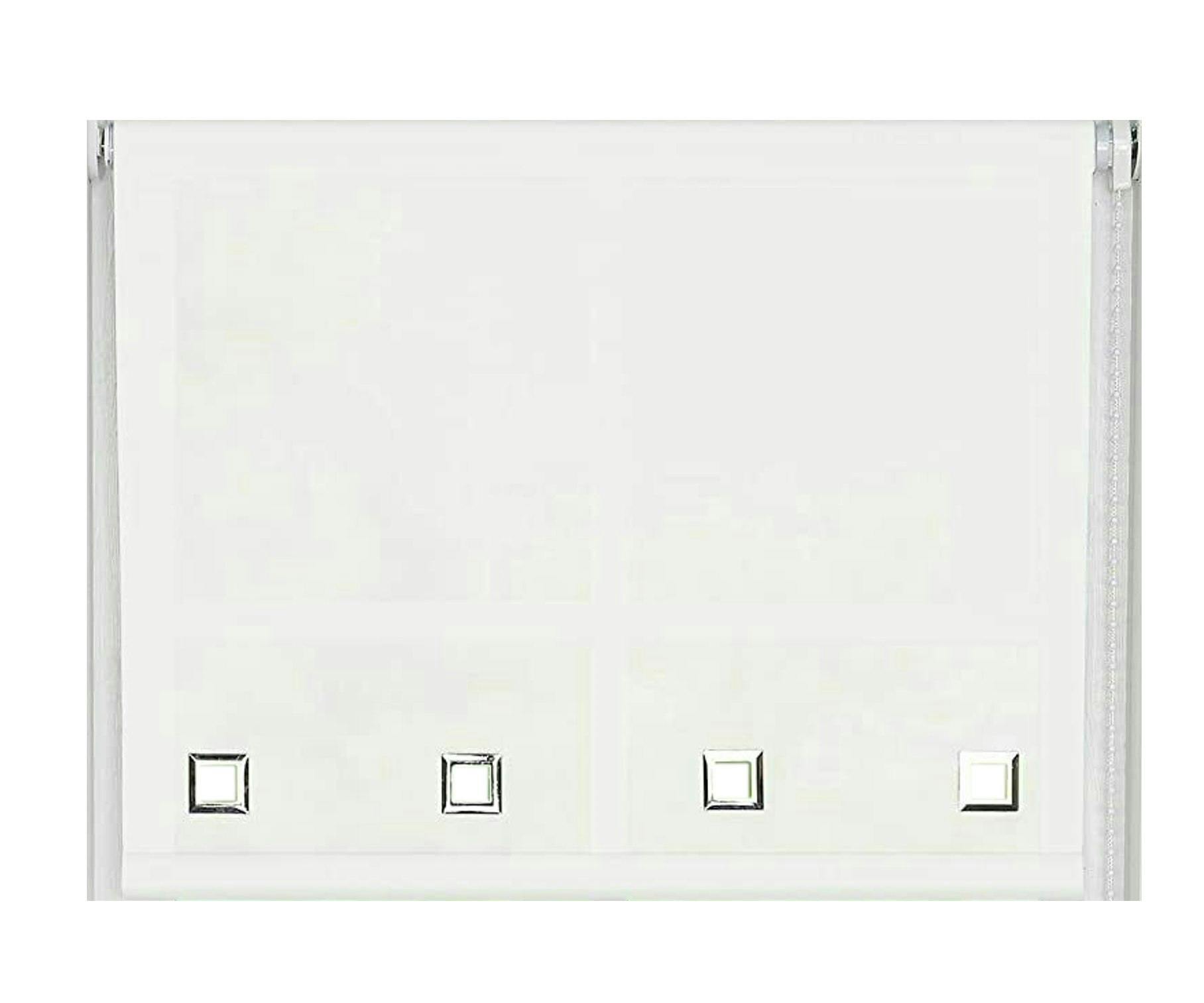 Newedgeblinds White Square Eyelet Edge Roller Blind - 120Cm