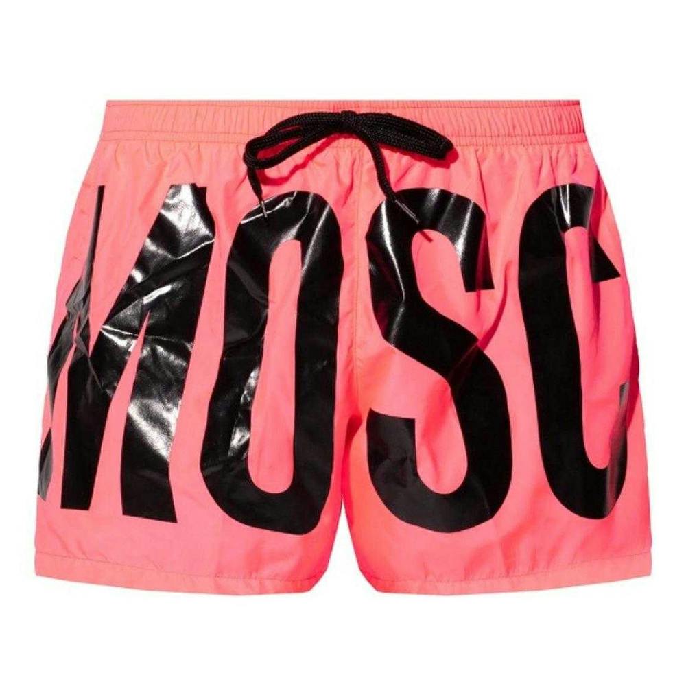 Moschino Men's Pink Logo Polyester Swim Shorts - Bright - Xl - Bright - 100% Polyester