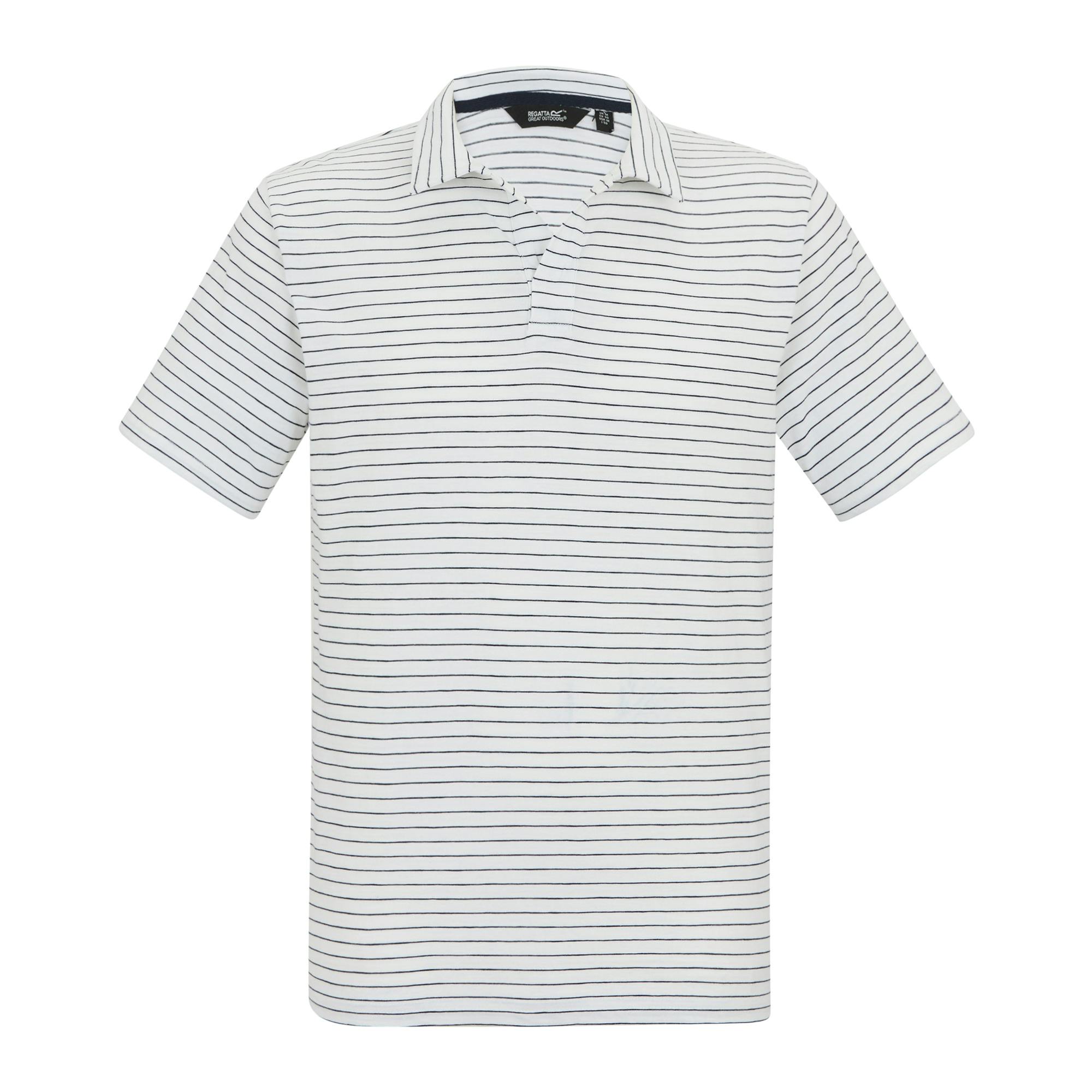 Regatta (Xl, White/Navy) Mens Hadvo Stripe Polo Shirt - Image 2