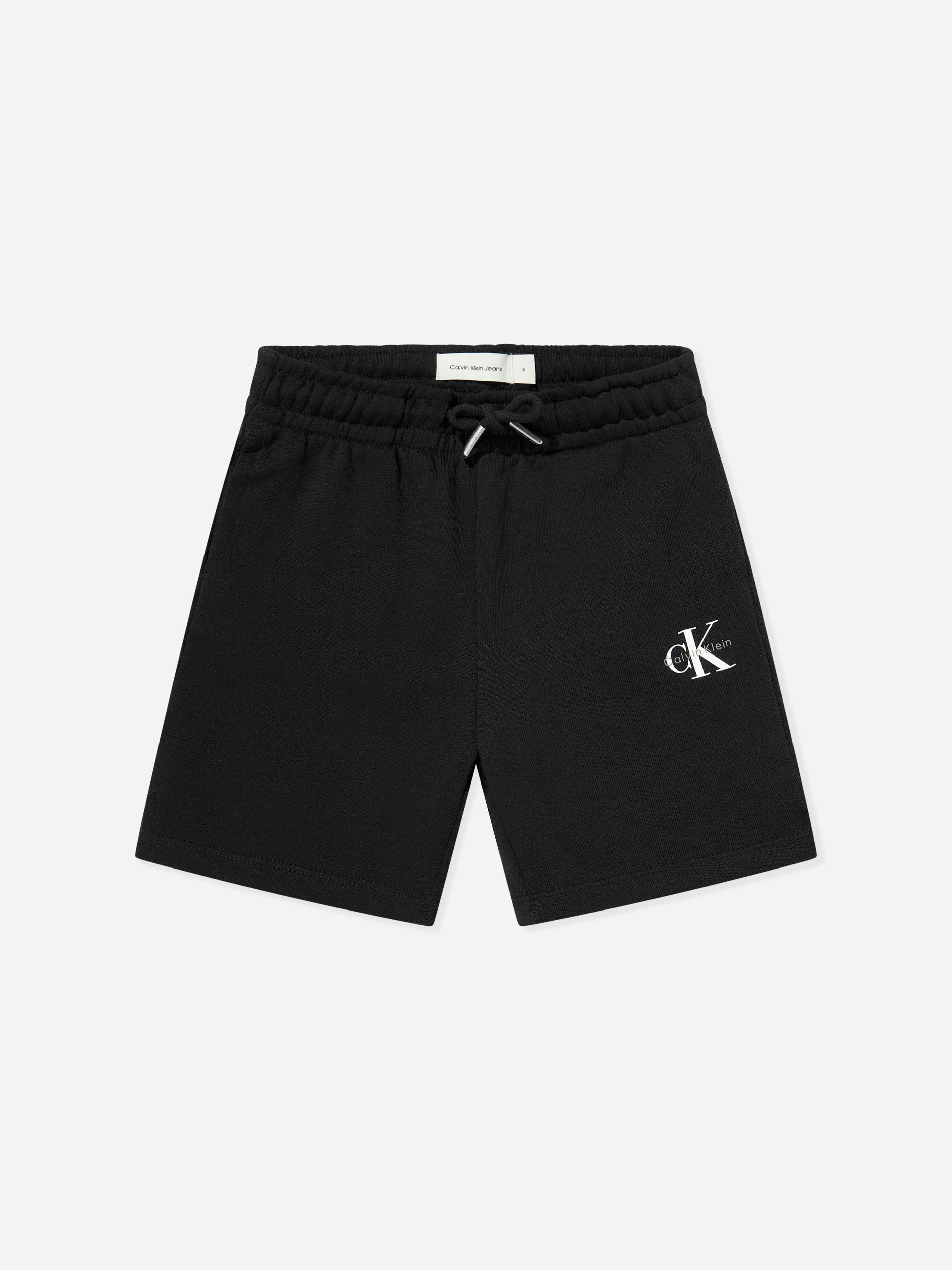 Calvin Klein Boys Black Kids Monogram Relaxed Shorts In - 4 Yrs