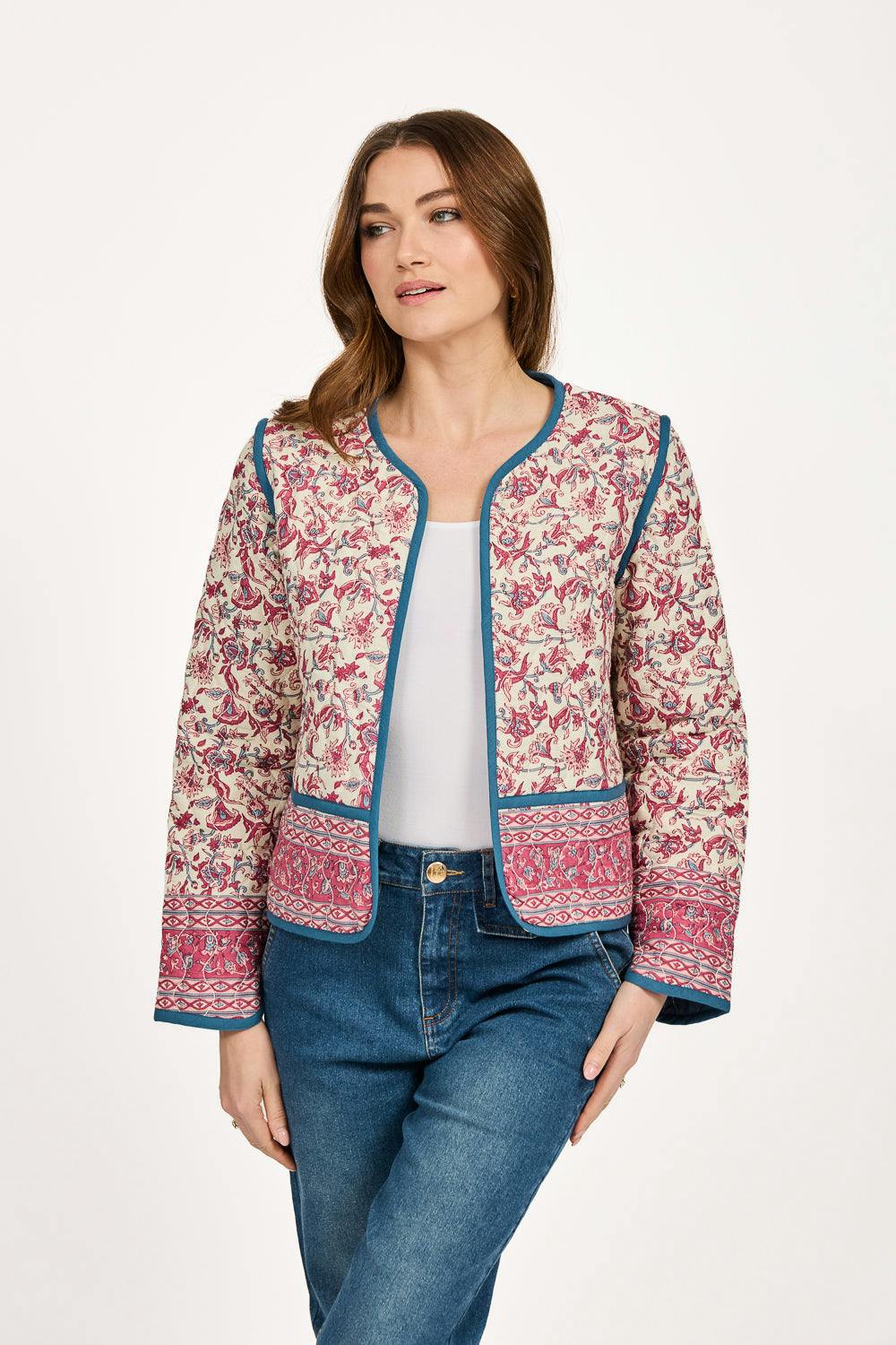 Mudflower Blue Reversible Paisley Quilted Jacket - 14