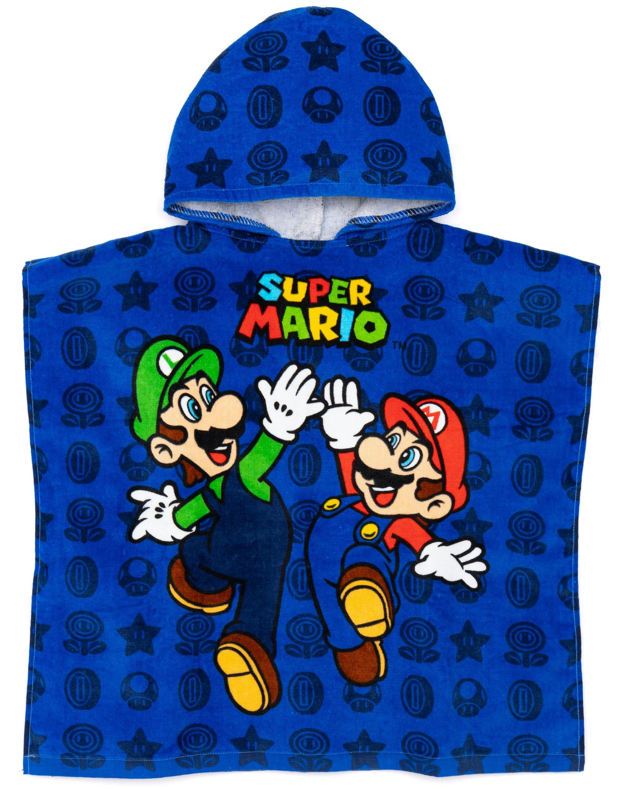 Vanilla Underground Boys Blue Nintendo Multicoloured Character Placement Print Poncho Towel (One Size)