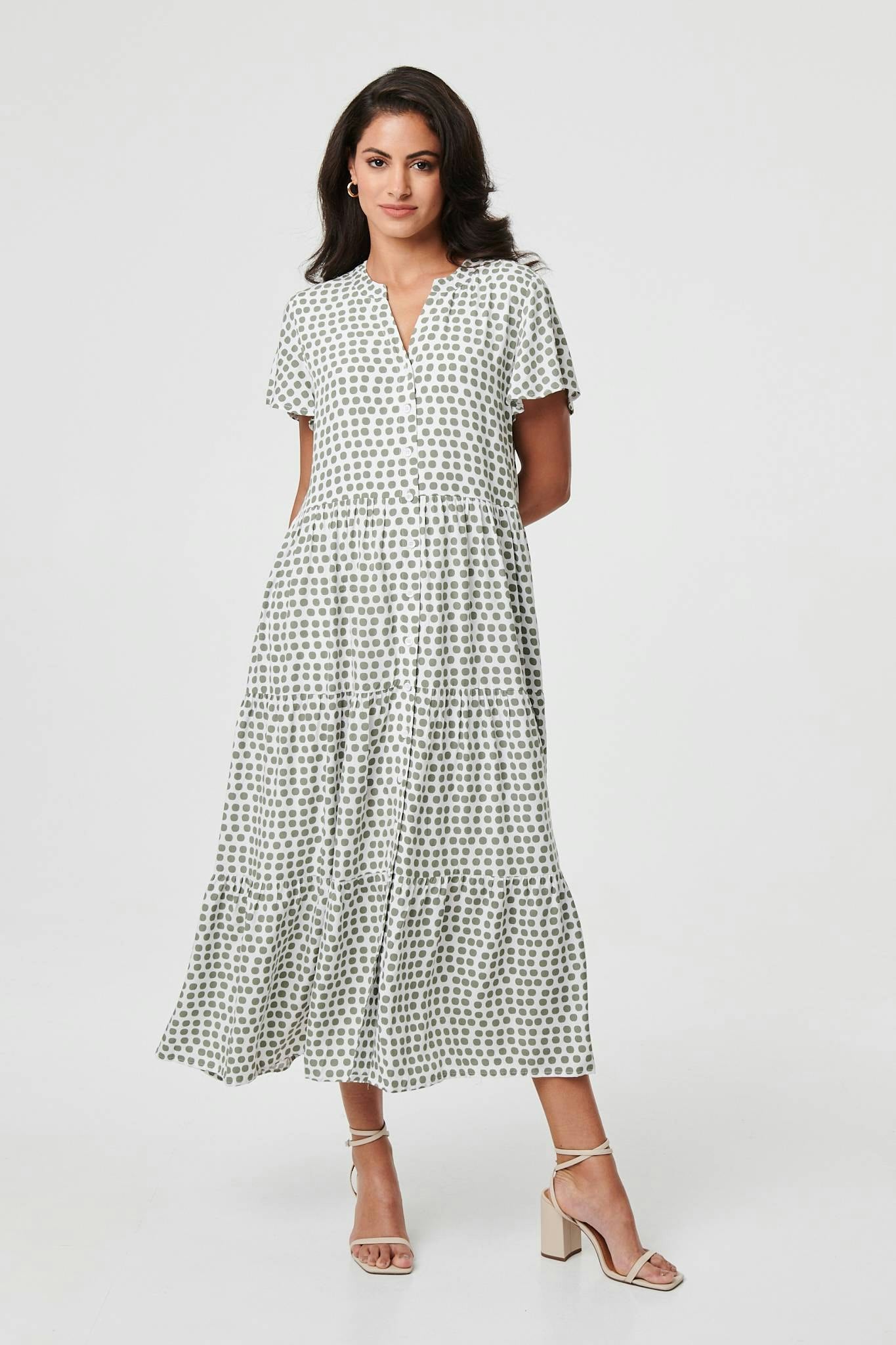 Izabel London Printed Short Sleeve Relaxed Midi Dress - 10