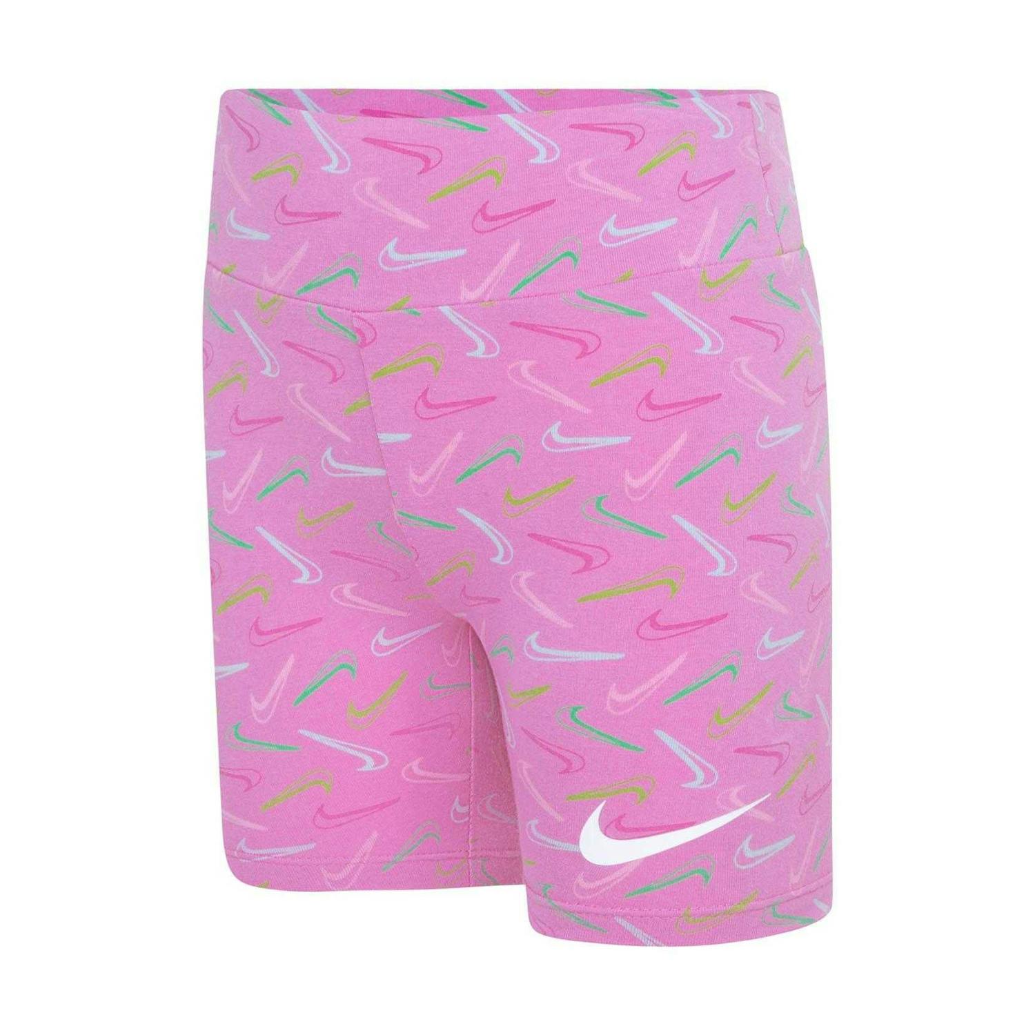 Nike Girls Pink Swoosh Logo Biker Shorts - 6 Years - 94% Cotton/6% Elastane