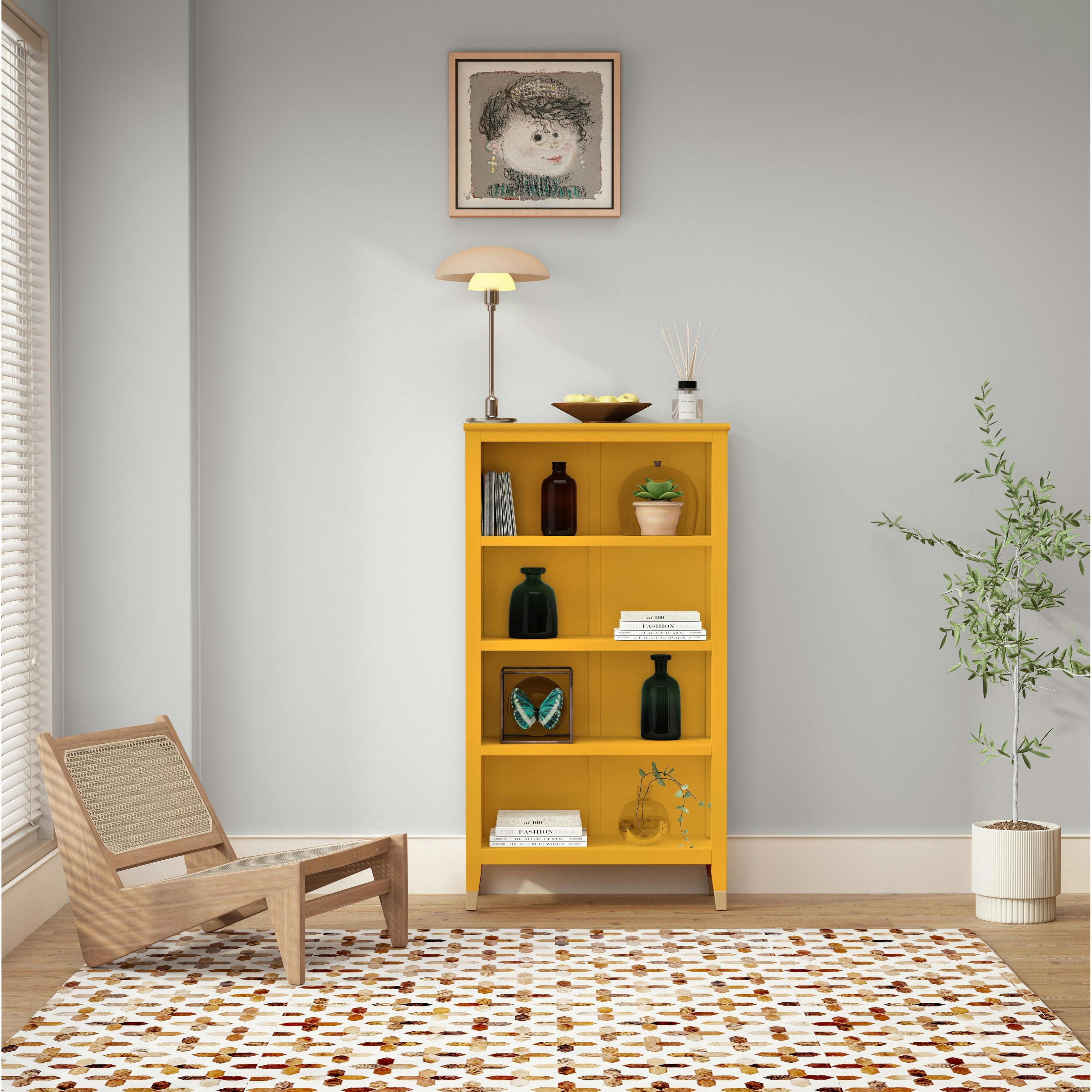 Rackhams Gold Palazzi 4 Tier Bookcase H127 W69 D25cm - Mustard
