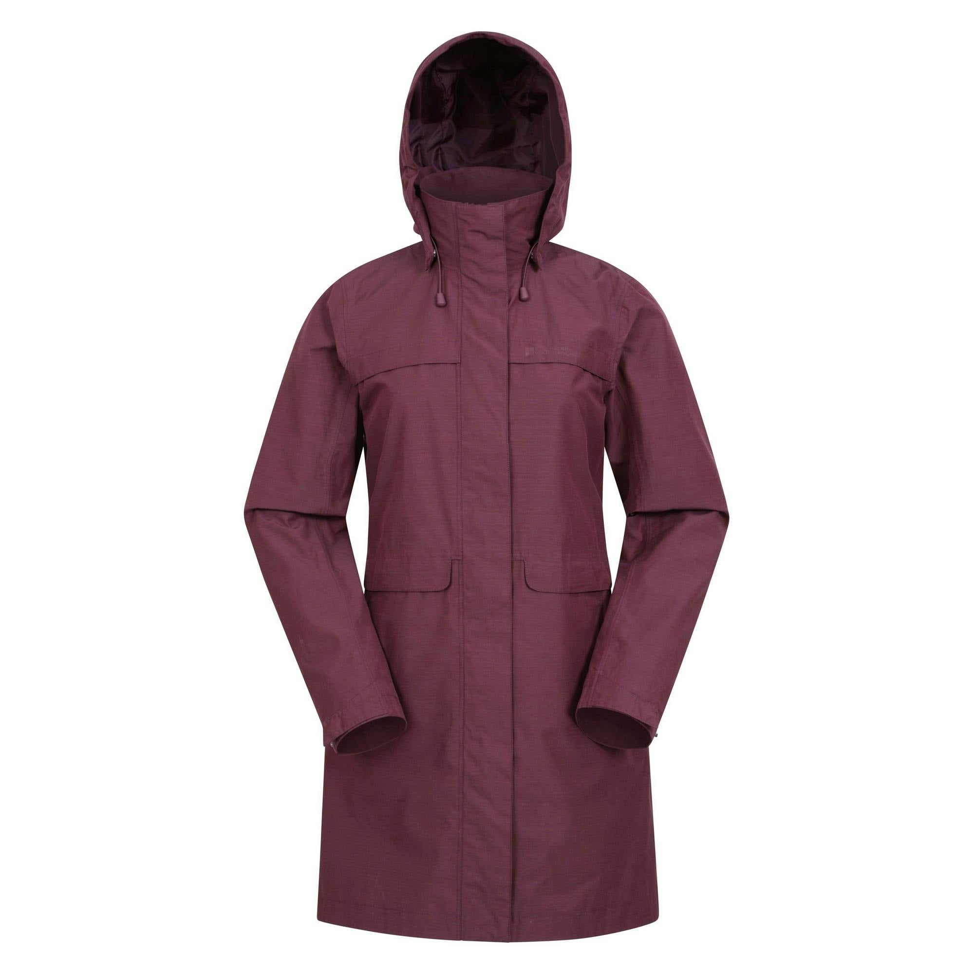 Mountain Warehouse Women's Burgundy / Cloudburst Textured Waterproof Jacket - 8 Uk - 54% Cotton/46% Polyester