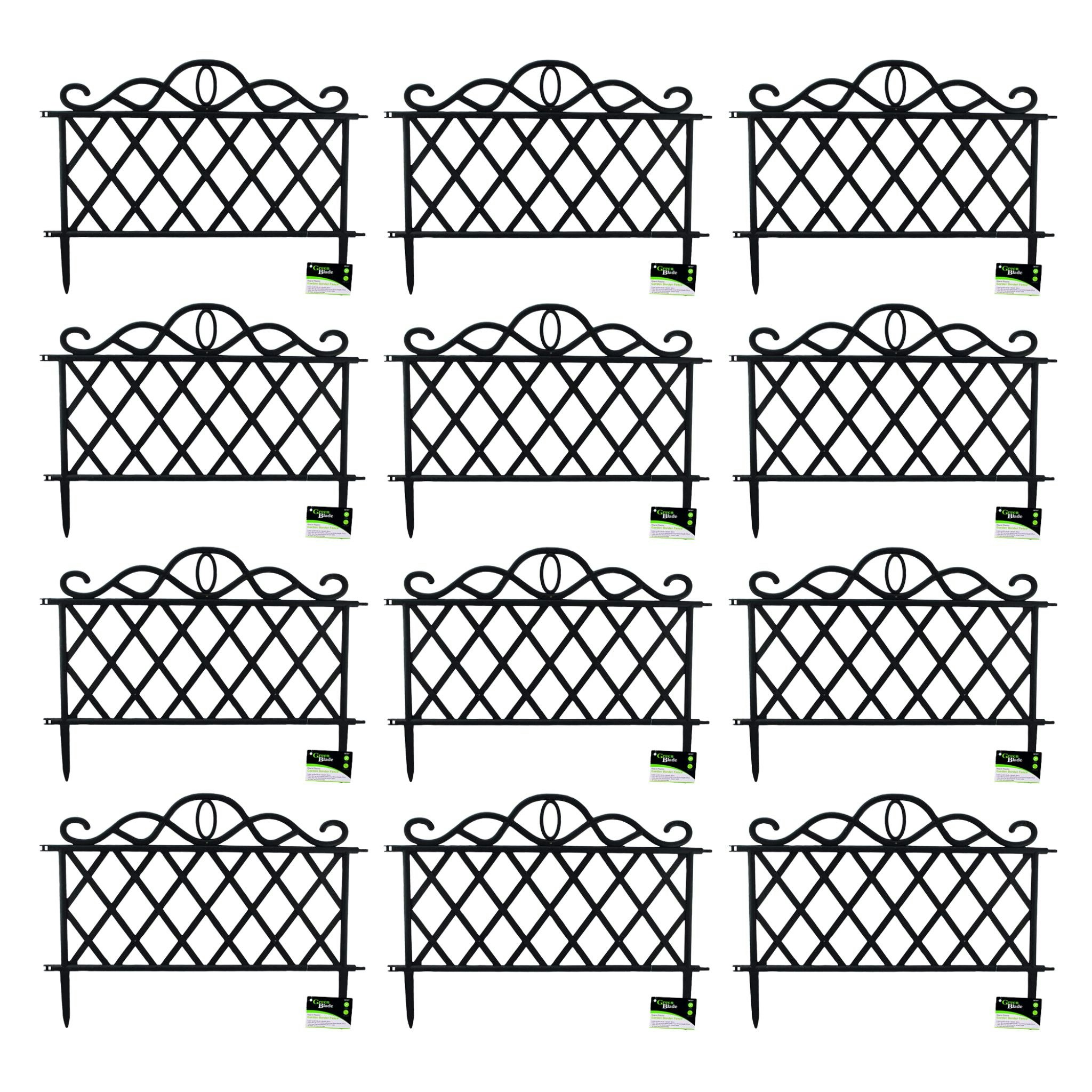 Rackhams Black Pack Of 12 27Cm Plastic Garden Patio Lawn Border Fence Edging - Border Fence Edging