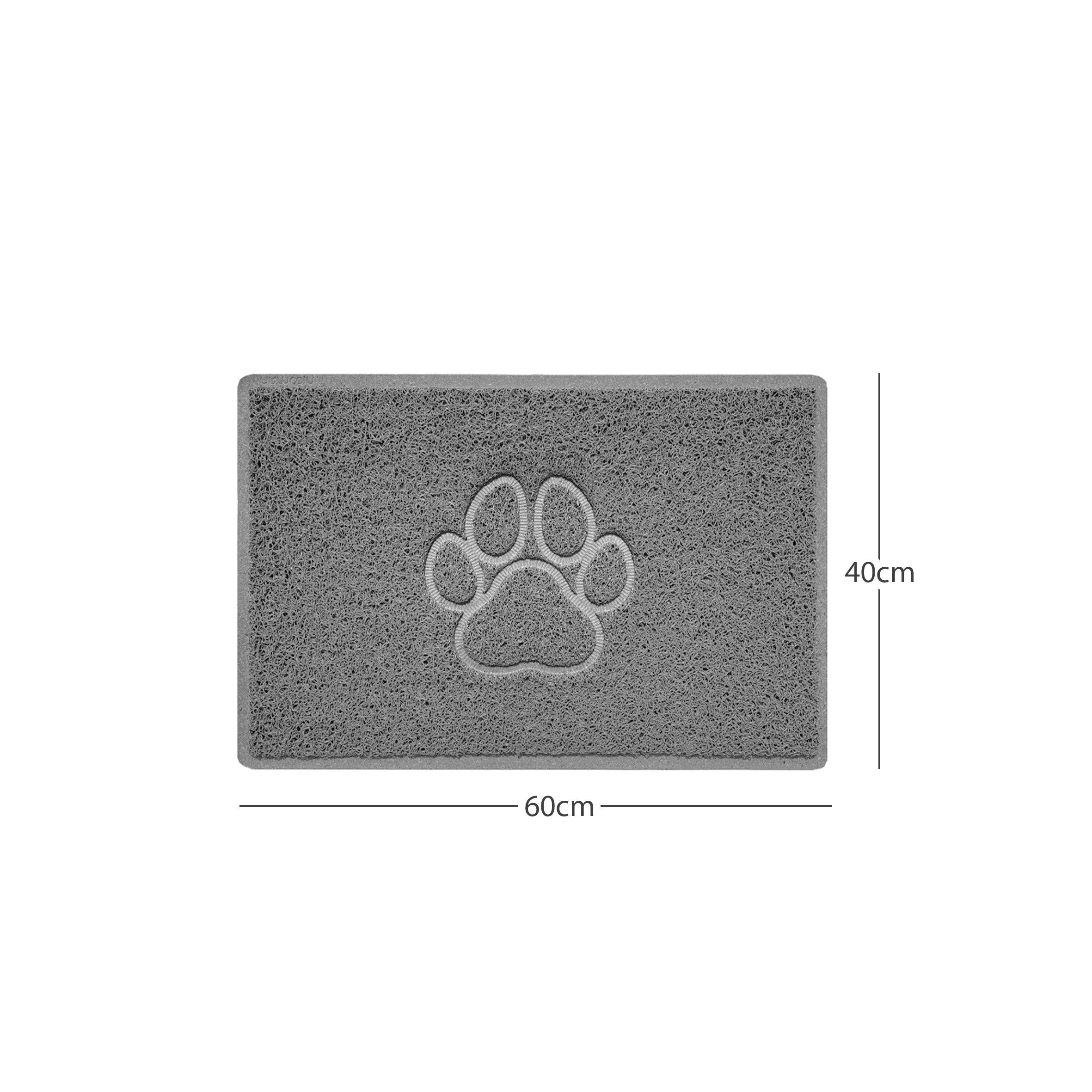 Rackhams Grey "Paw Print" Embossed Loofah Textured Spaghetti Door Mat - 60Cm X 40Cm - No (Suitable For Outdoors)