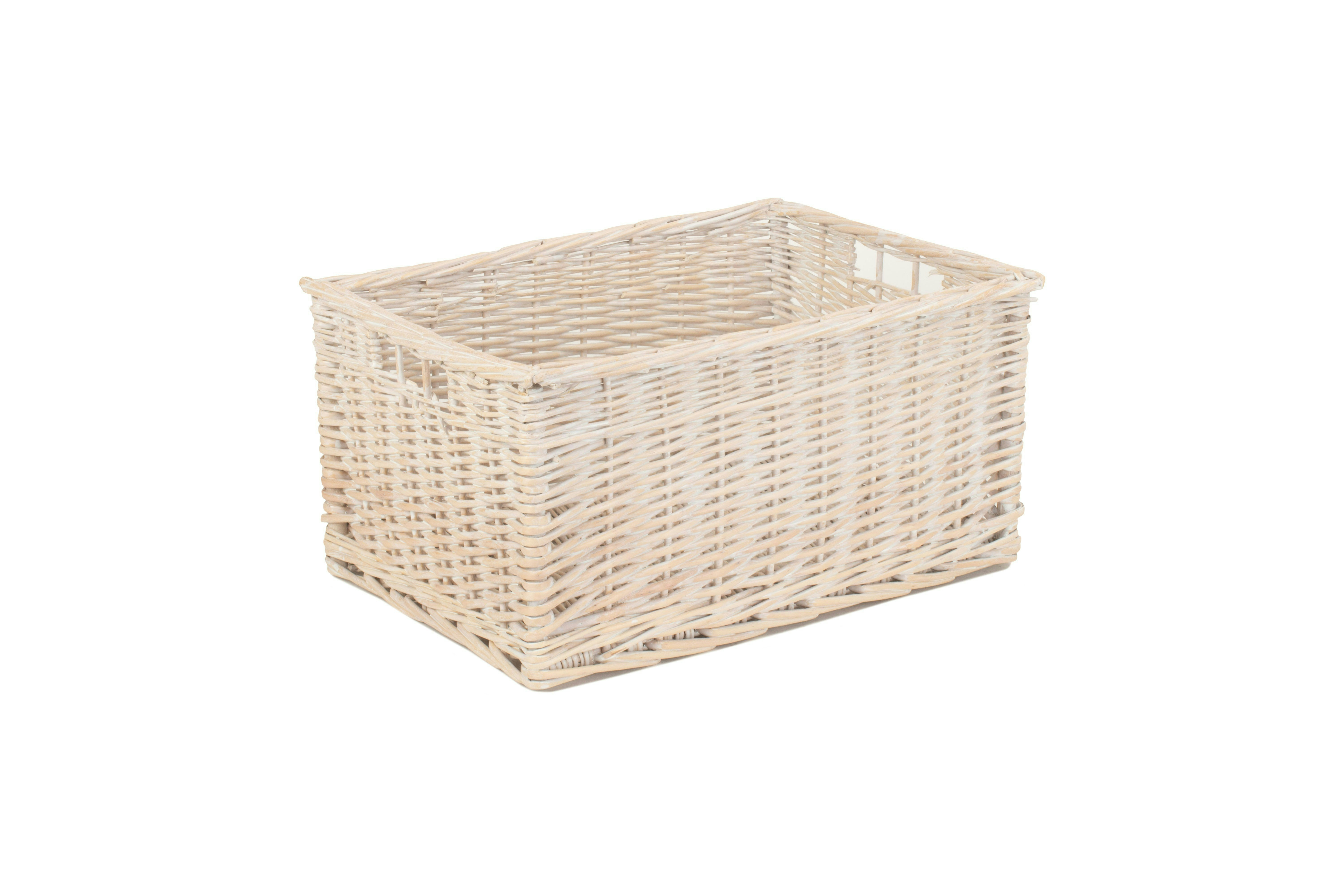 Rackhams Red/White Whitewash Unlined Wicker Storage Basket - Large