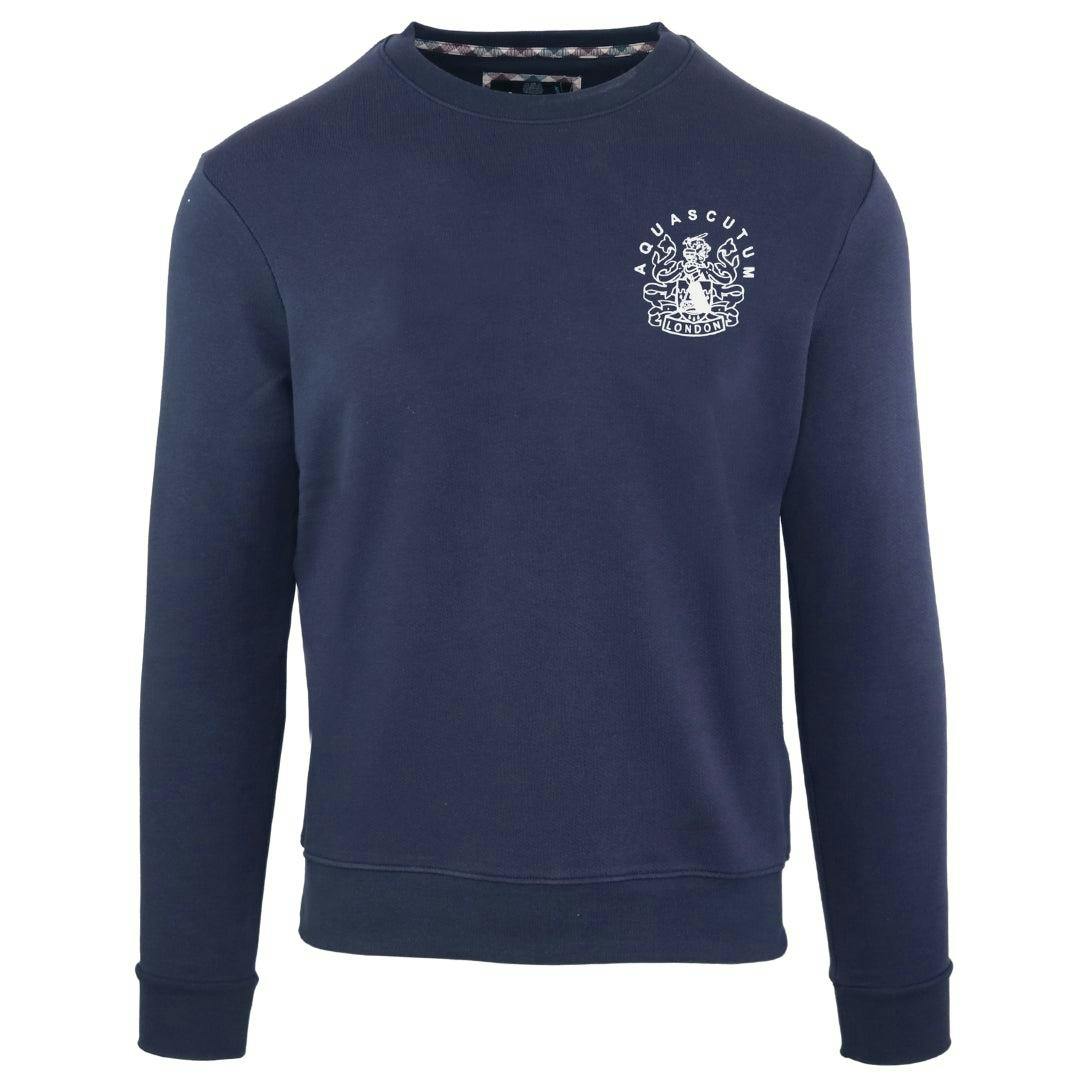 Aquascutum Men's Aldis Sweatshirt - Navy - S - Navy - 100% Cotton