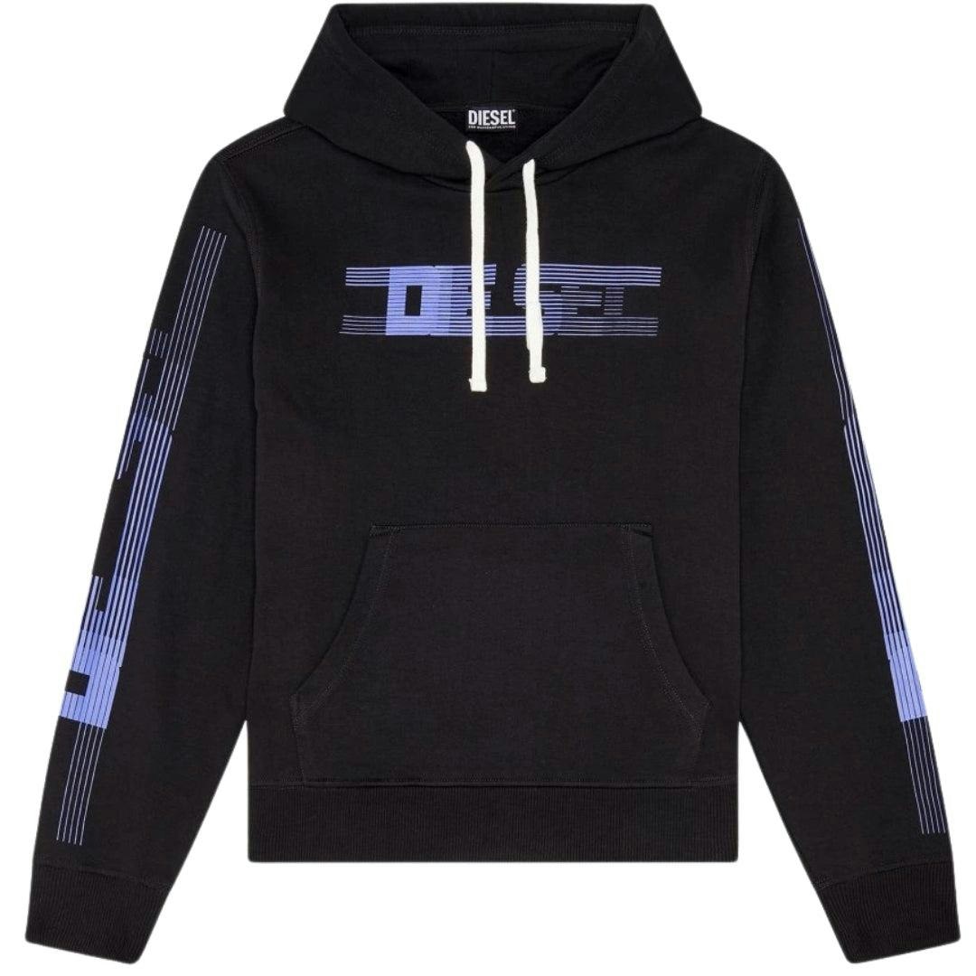 Diesel Men's Black Faded Logo Hoodie - S
