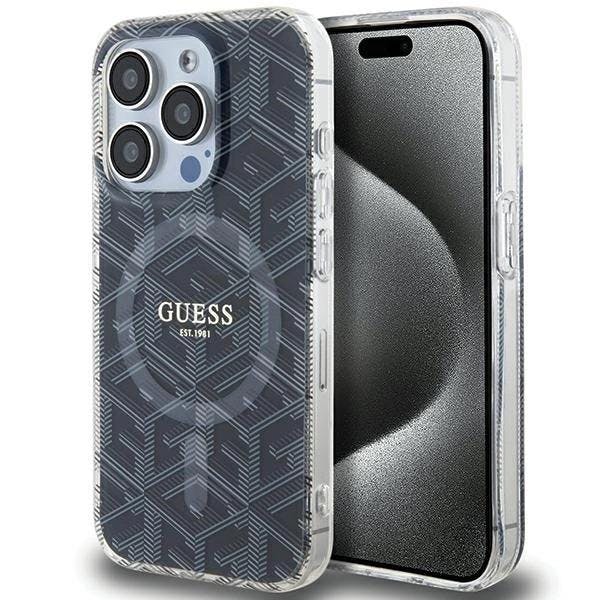 Guess Black Iml Gcube With Magsafe Hard Case For Iphone 15 Pro Max 6.7" - Guhmp15xhgcustgk
