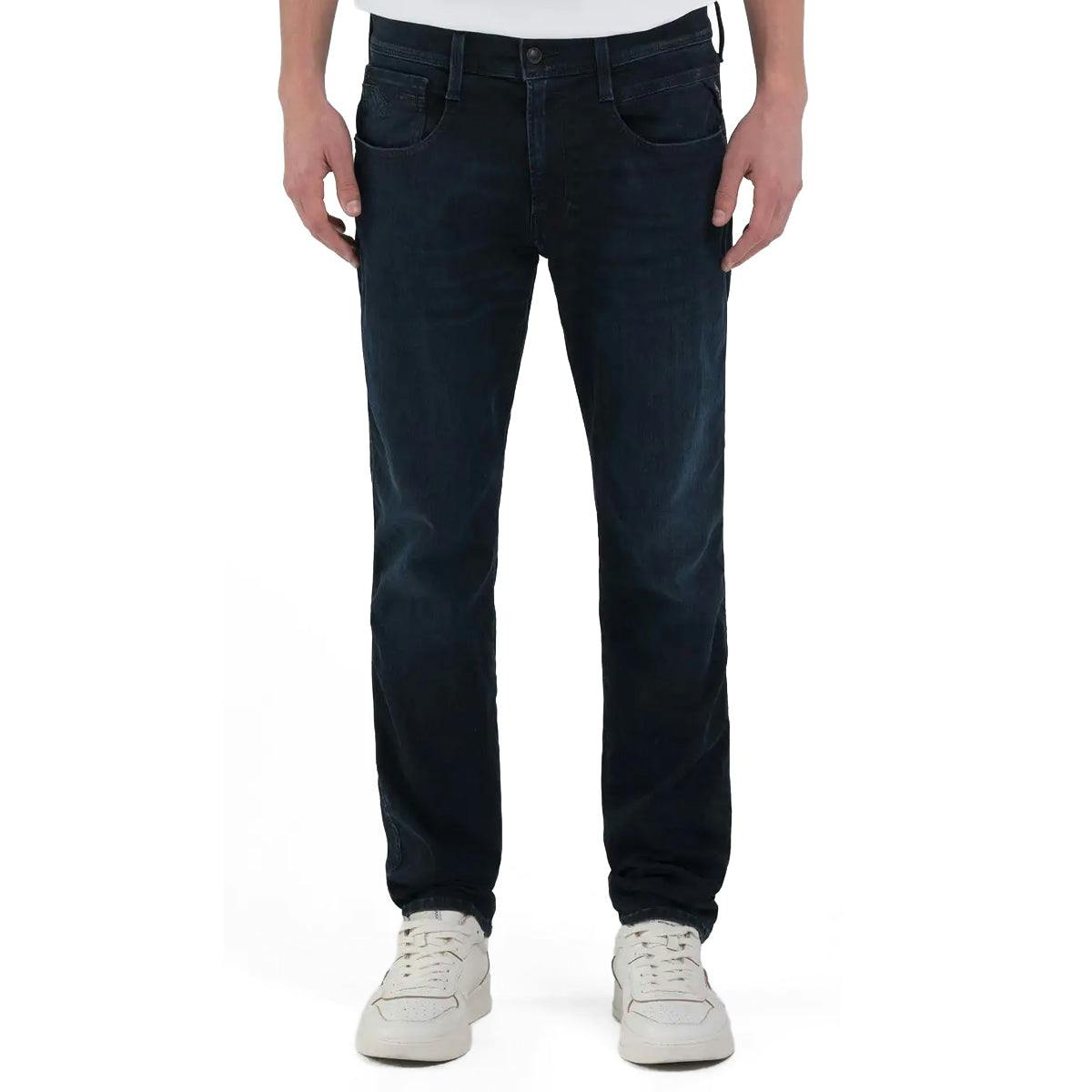 Replay Dark/Indigo/Blue Hyperflex Anbass Slim Tapered Jeans - Black - 34/30