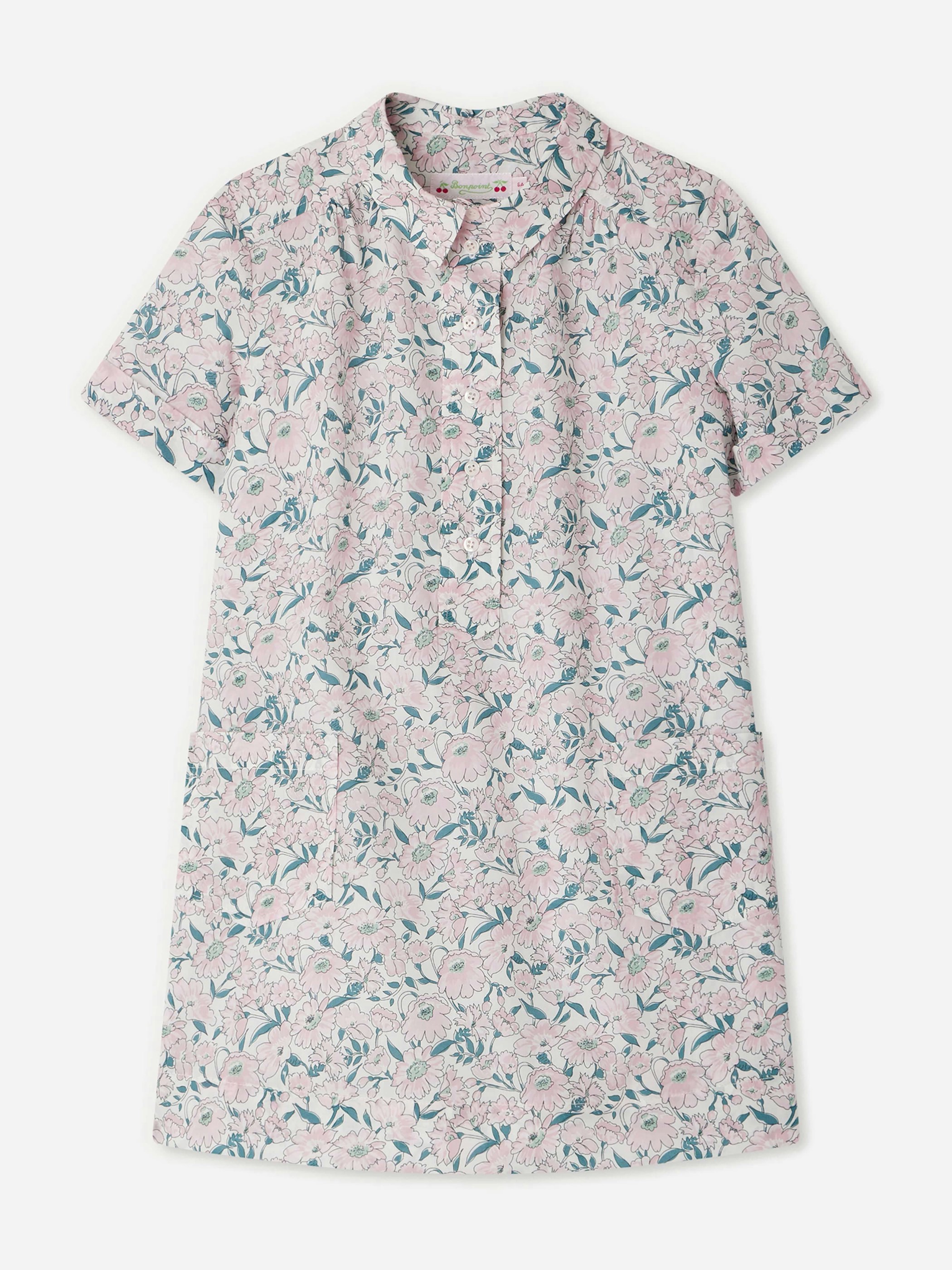Bonpoint Girls Pink Floral Emiliana Dress In - 10 Yrs