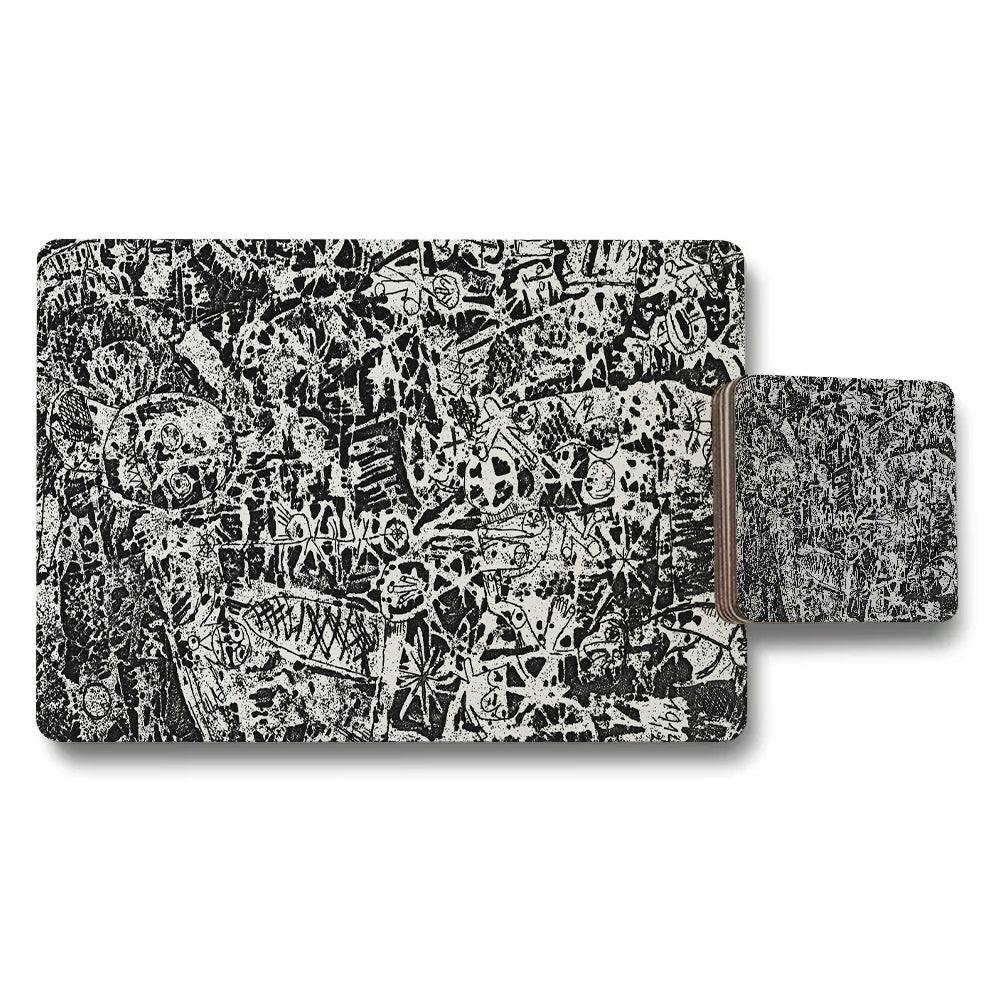 Rackhams Black/White Abstract Doodle Placemat And Coaster Set Design