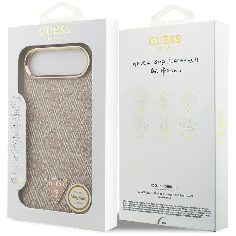 Guess Gold 4G Triangle Logo Case With Magsafe For Iphone 17 Air 6.5" Rose - Guhmp17mp4gtdgmp
