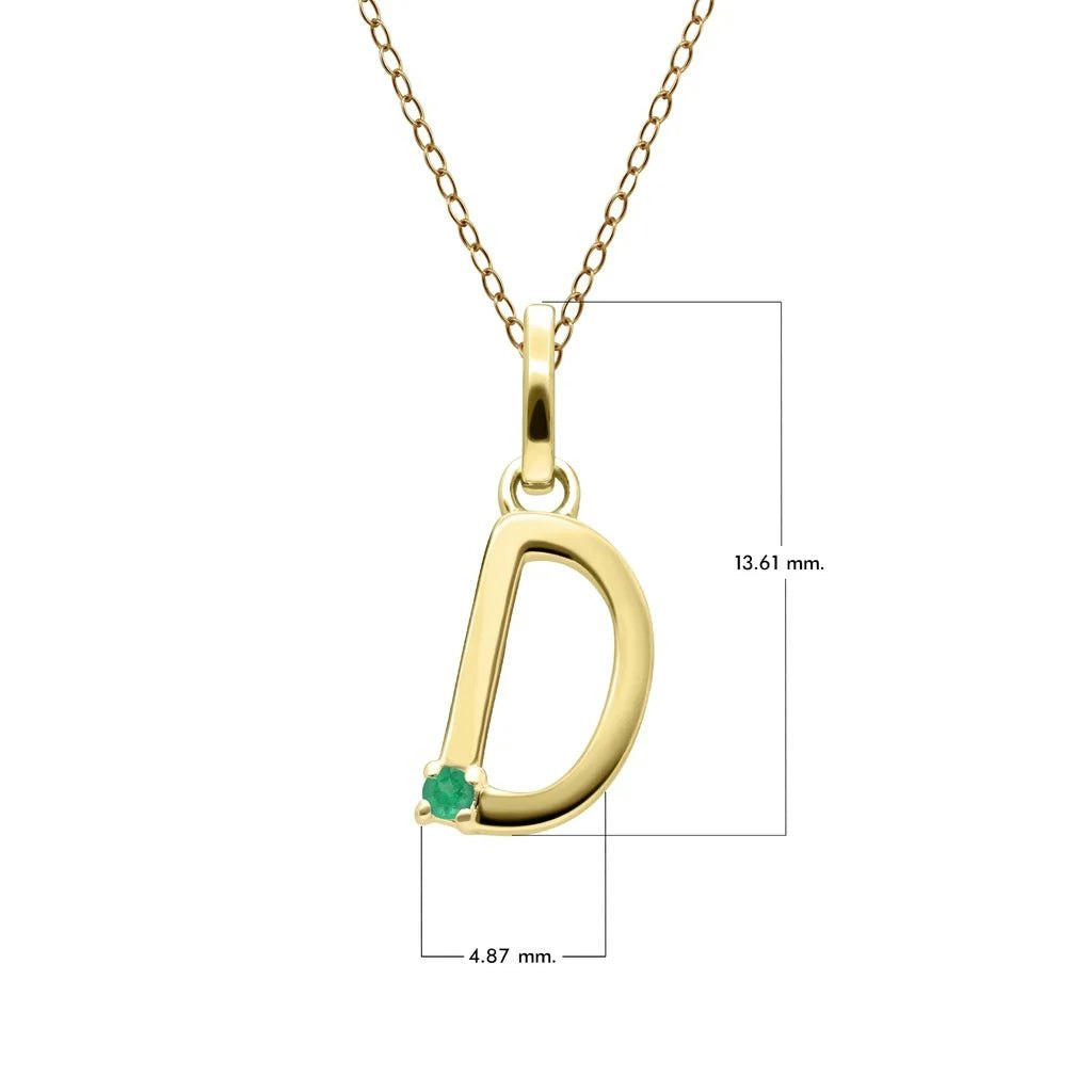 Gemondo Yellow/Gold Initial Emerald Letter Necklace In 9Ct - D