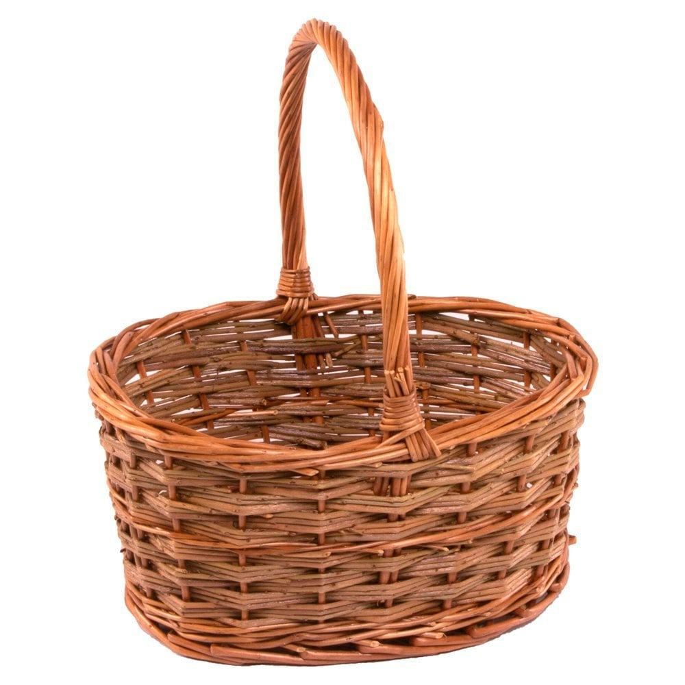 Red Hamper Small Rustic Oval Wicker Shopping Basket
