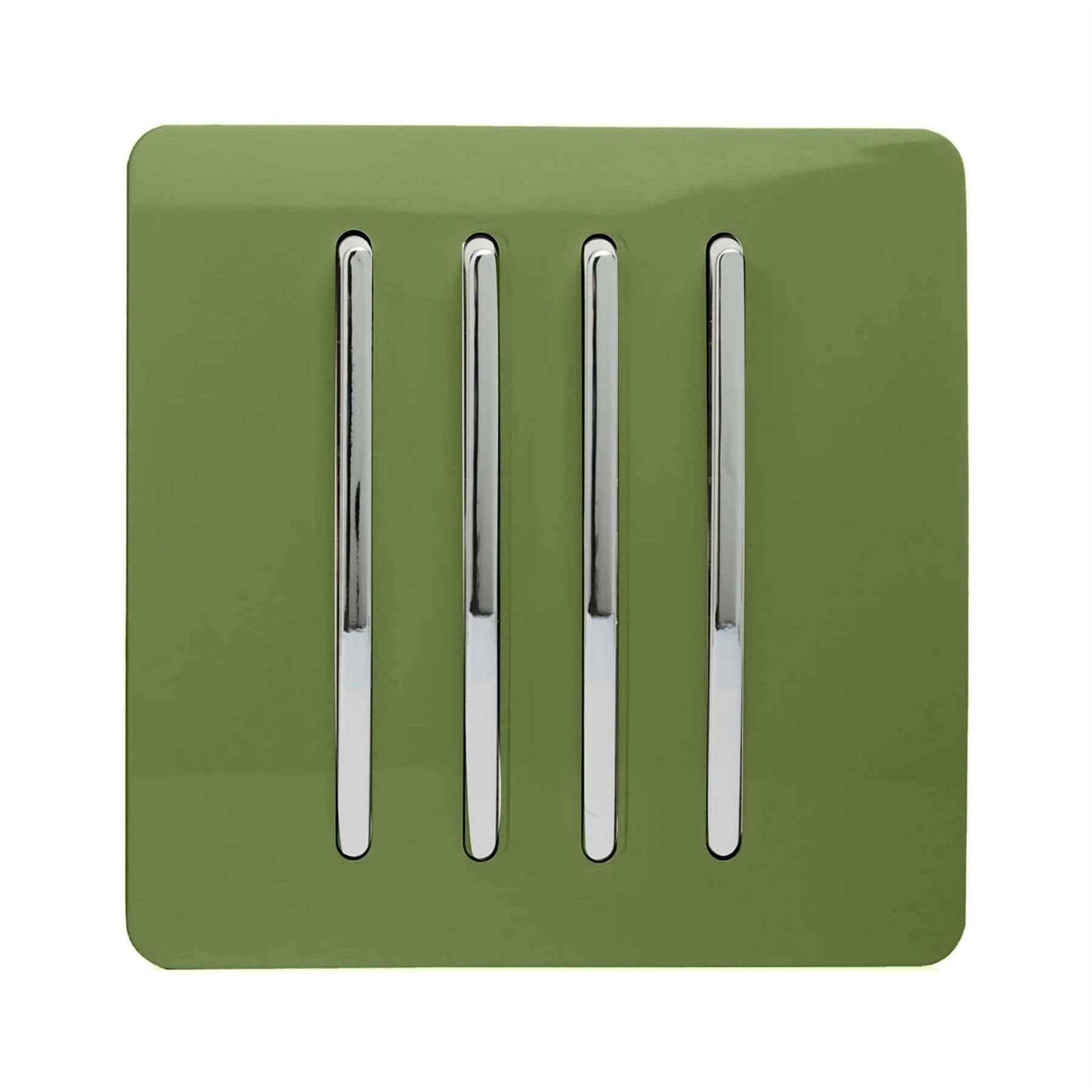 B&Q - Trendi 4 Gang 2 Way Artistic Modern Glossy 10 Amp Rocker Tactile Light Switch Moss Green - Image 4