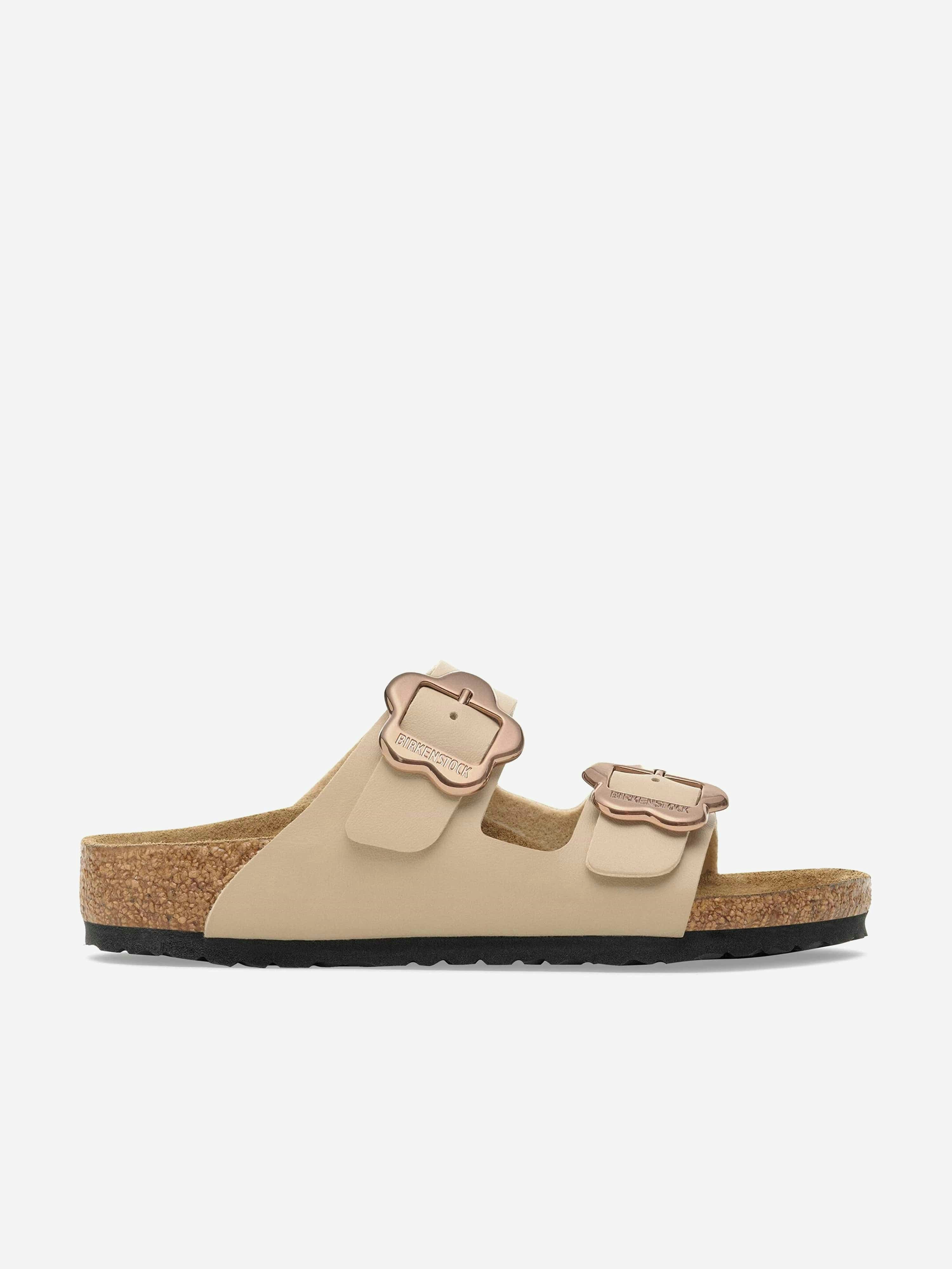 Birkenstock Girls Beige Arizona Flower Buckle Sandals In - Eu 30 Uk 12