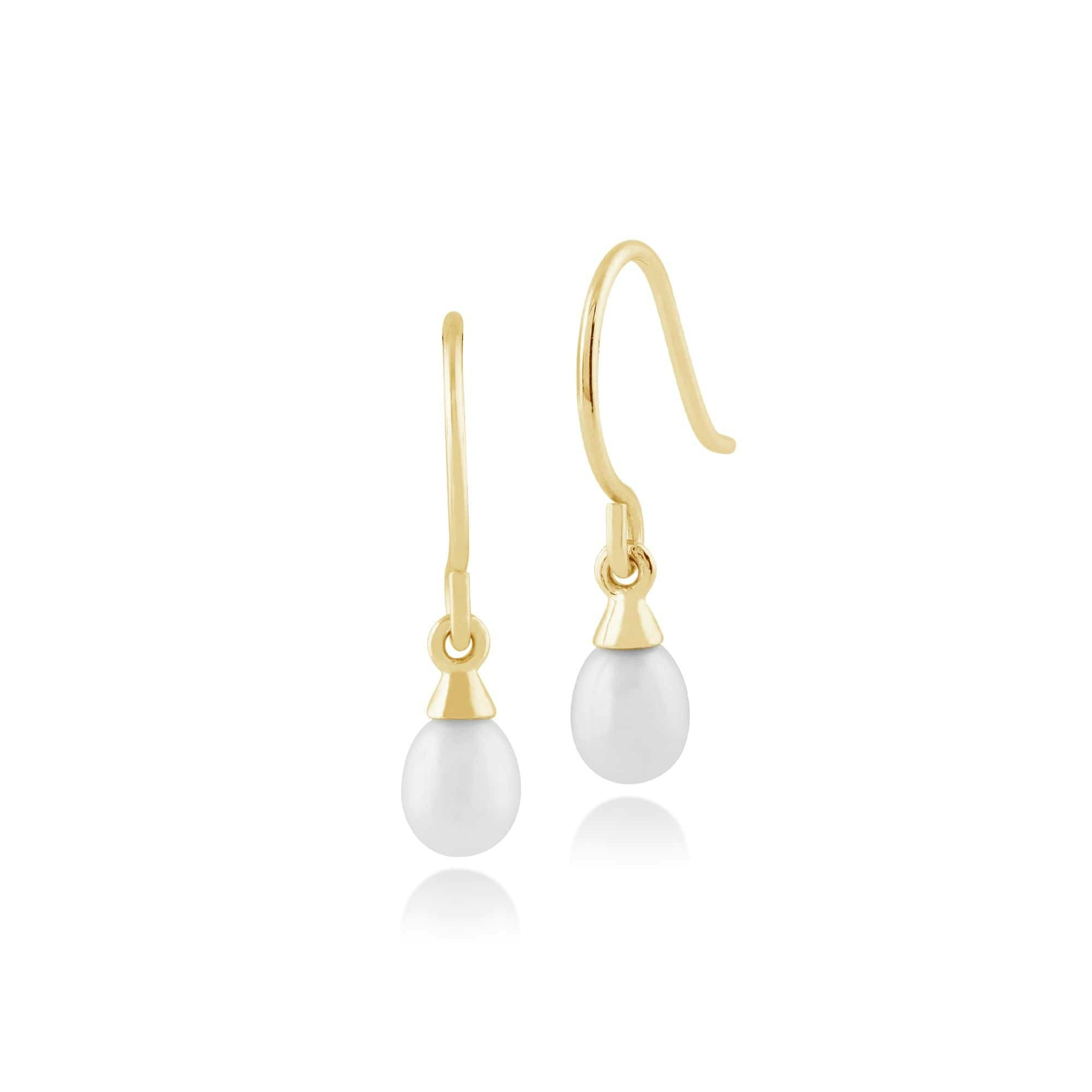 Gemondo Yellow/Gold Classic Freshwater Pearl Drop Earrings In 9Ct - 9Ct 1.60Ct Freshwater Pearl Drop Earrings