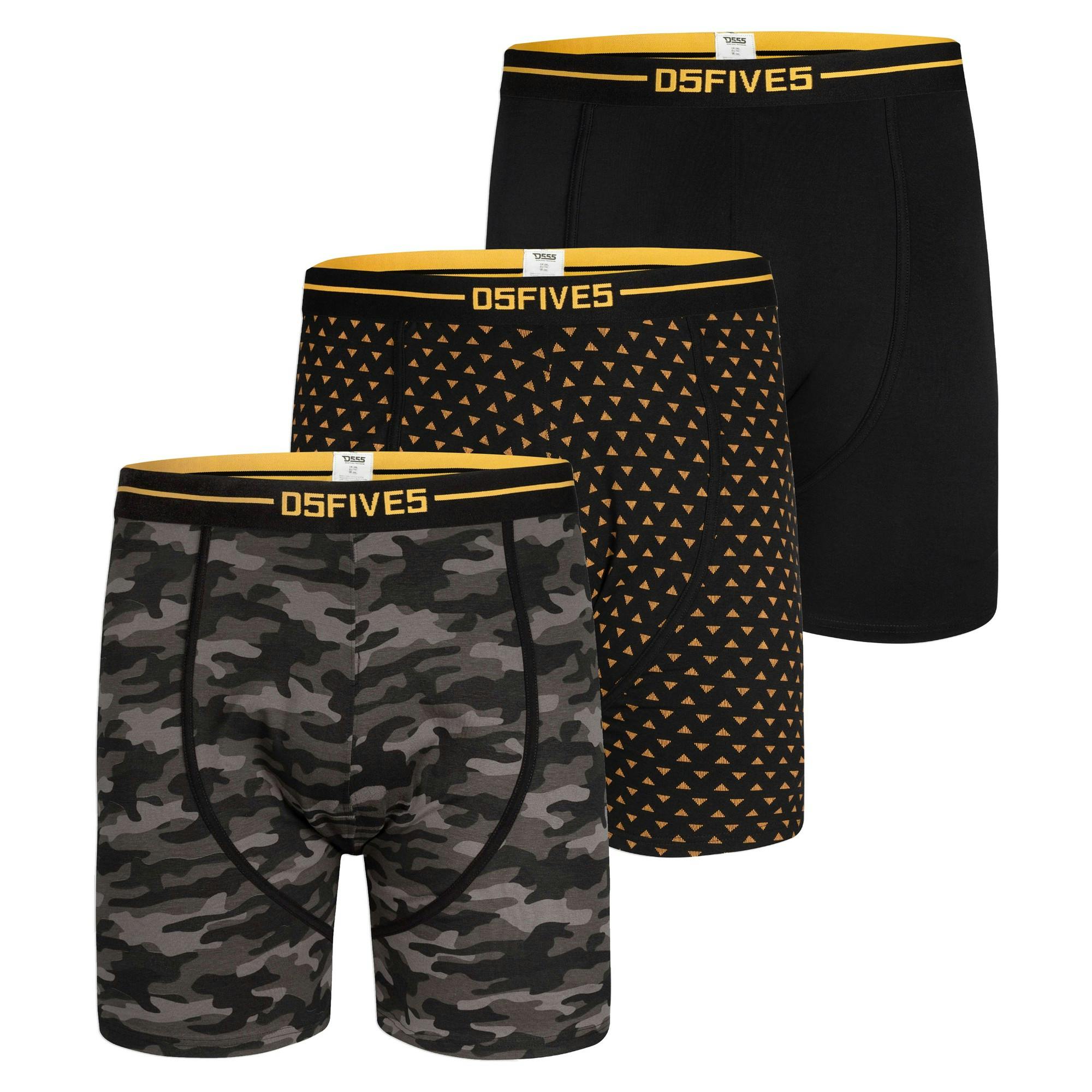 Duke Men's Black D555 Sylvester Printed Stretch Kingsize Boxer Shorts (Pack Of 3) - 3XL - 95% Cotton/5% Elastane